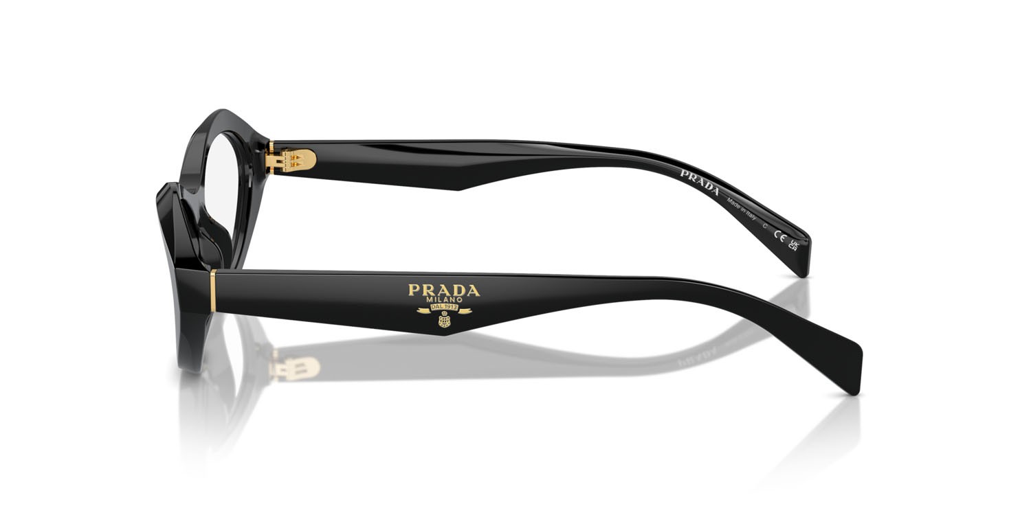 Eyeglasses Prada PR A21V (16K1O1) color nero shape irregular lenses lente demo