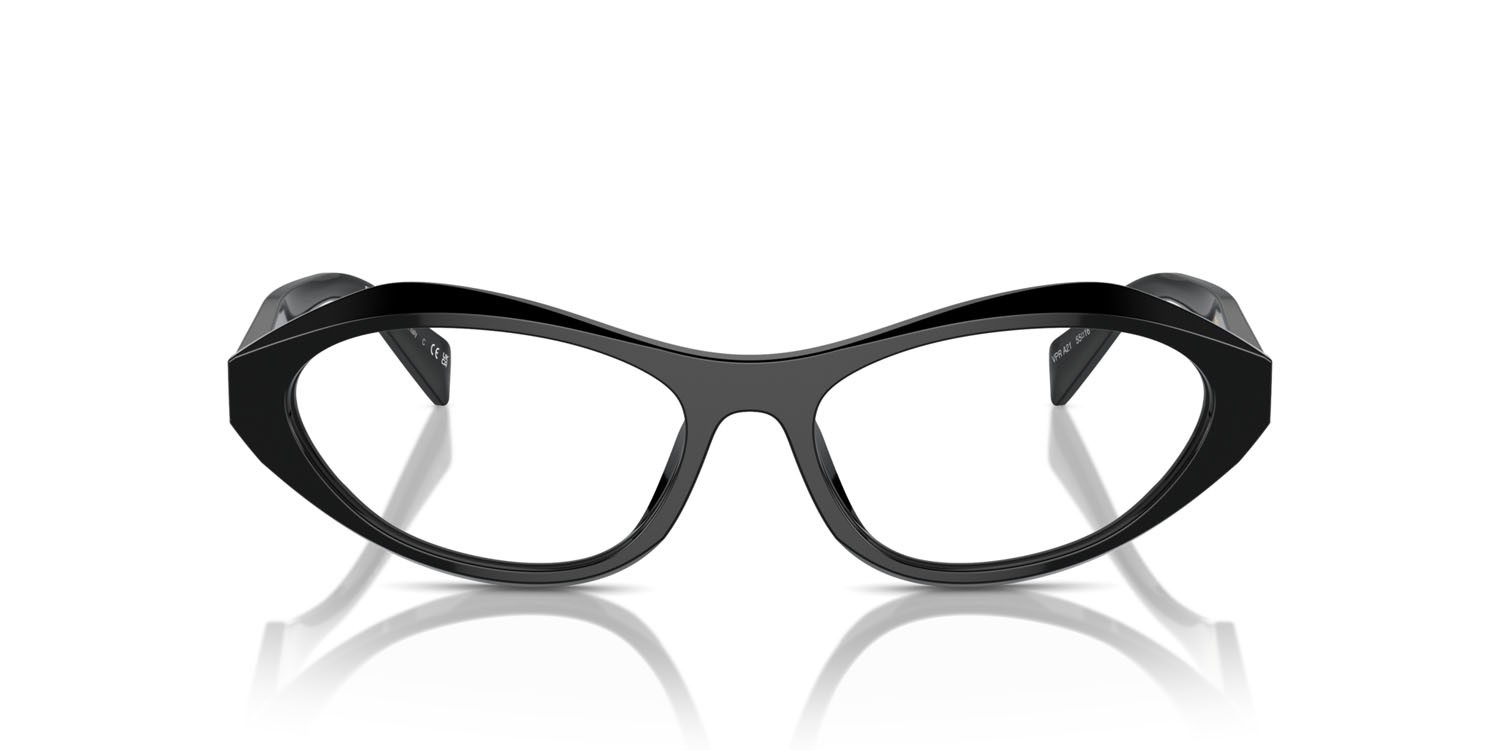 Eyeglasses Prada PR A21V (16K1O1) color nero shape irregular lenses lente demo