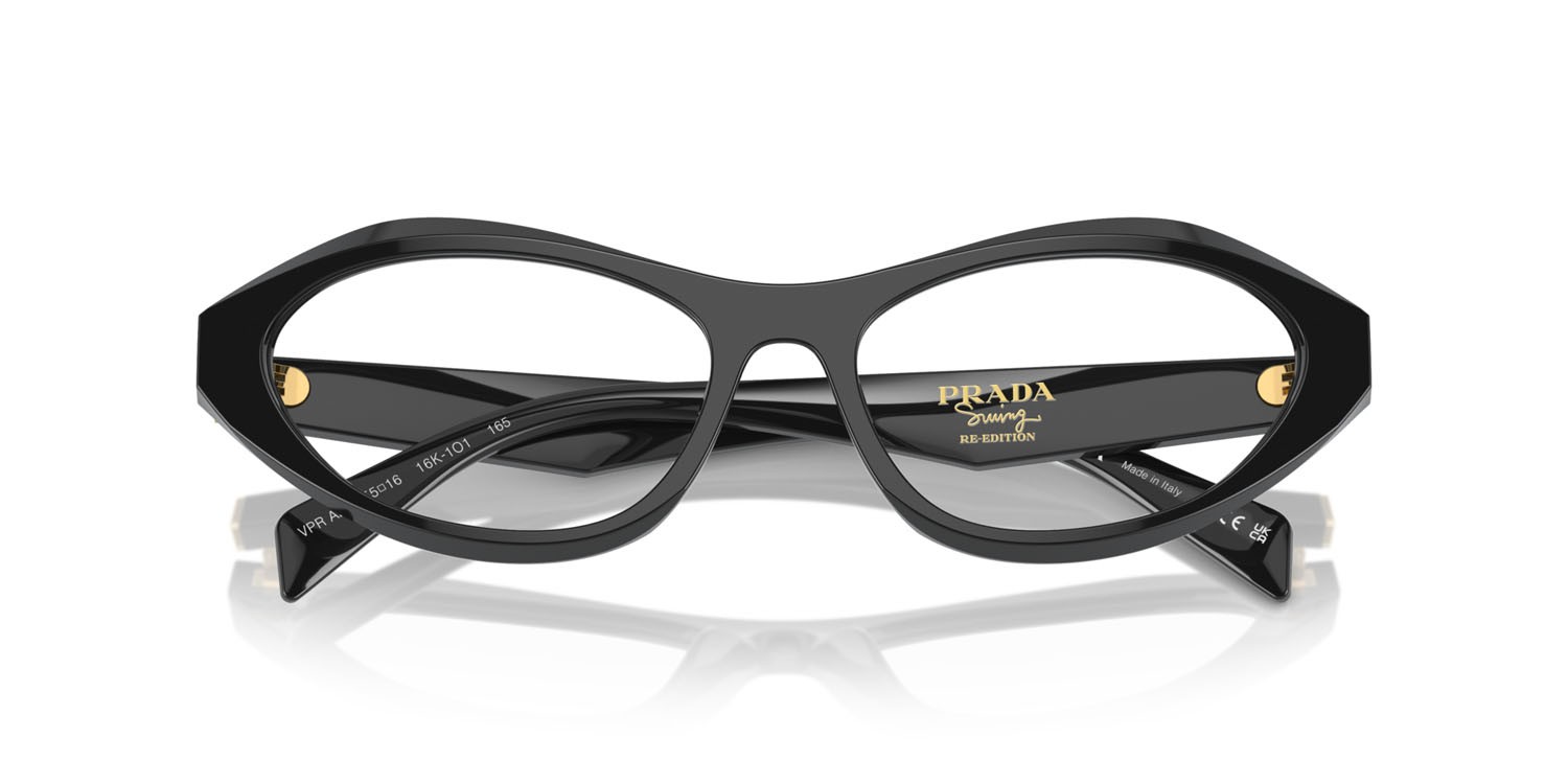 Eyeglasses Prada PR A21V (16K1O1) color nero shape irregular lenses lente demo