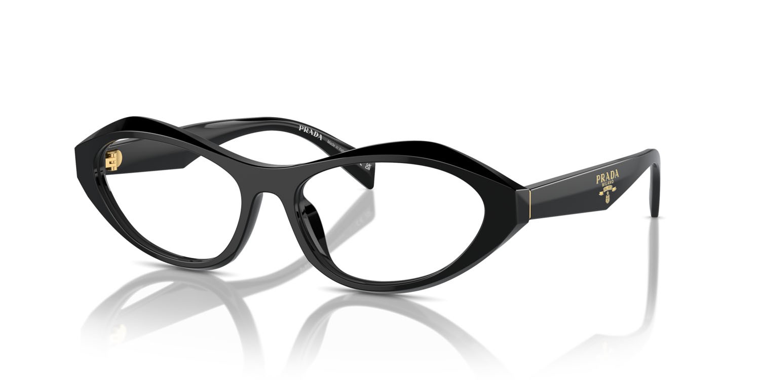 Eyeglasses Prada PR A21V (16K1O1) color nero shape irregular lenses lente demo