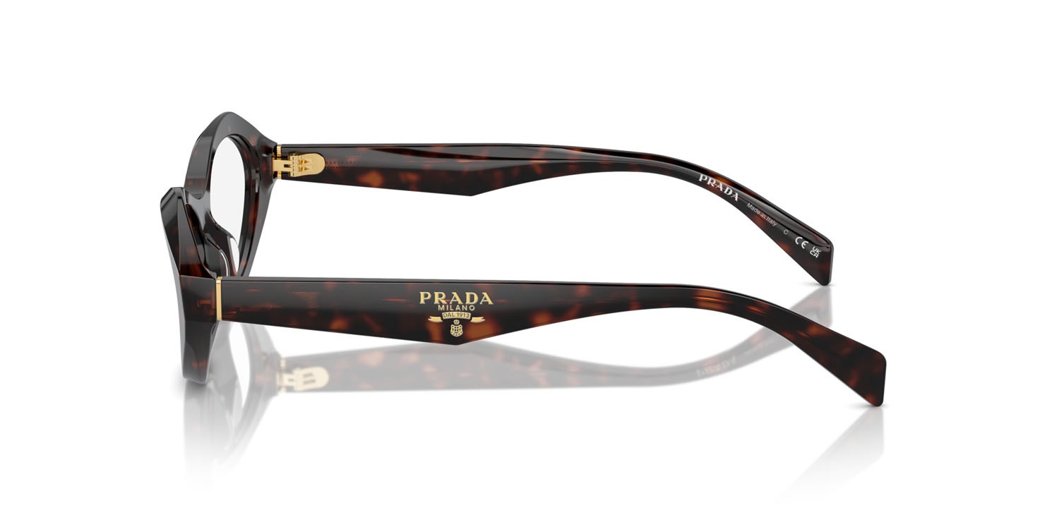 Eyeglasses Prada PR A21V (17N1O1) color root tortoise shape irregular lenses lente demo