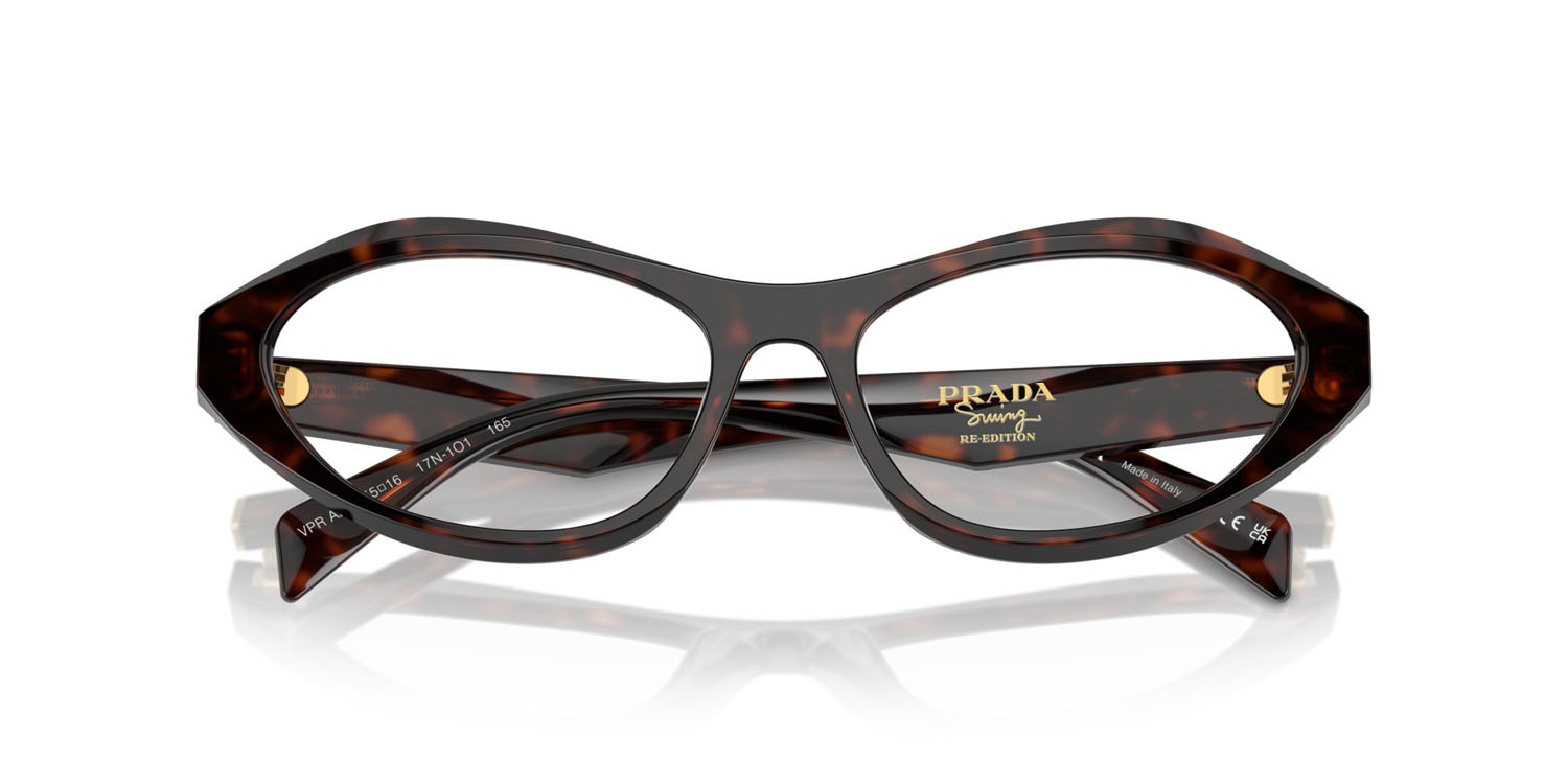 Eyeglasses Prada PR A21V (17N1O1) color root tortoise shape irregular lenses lente demo