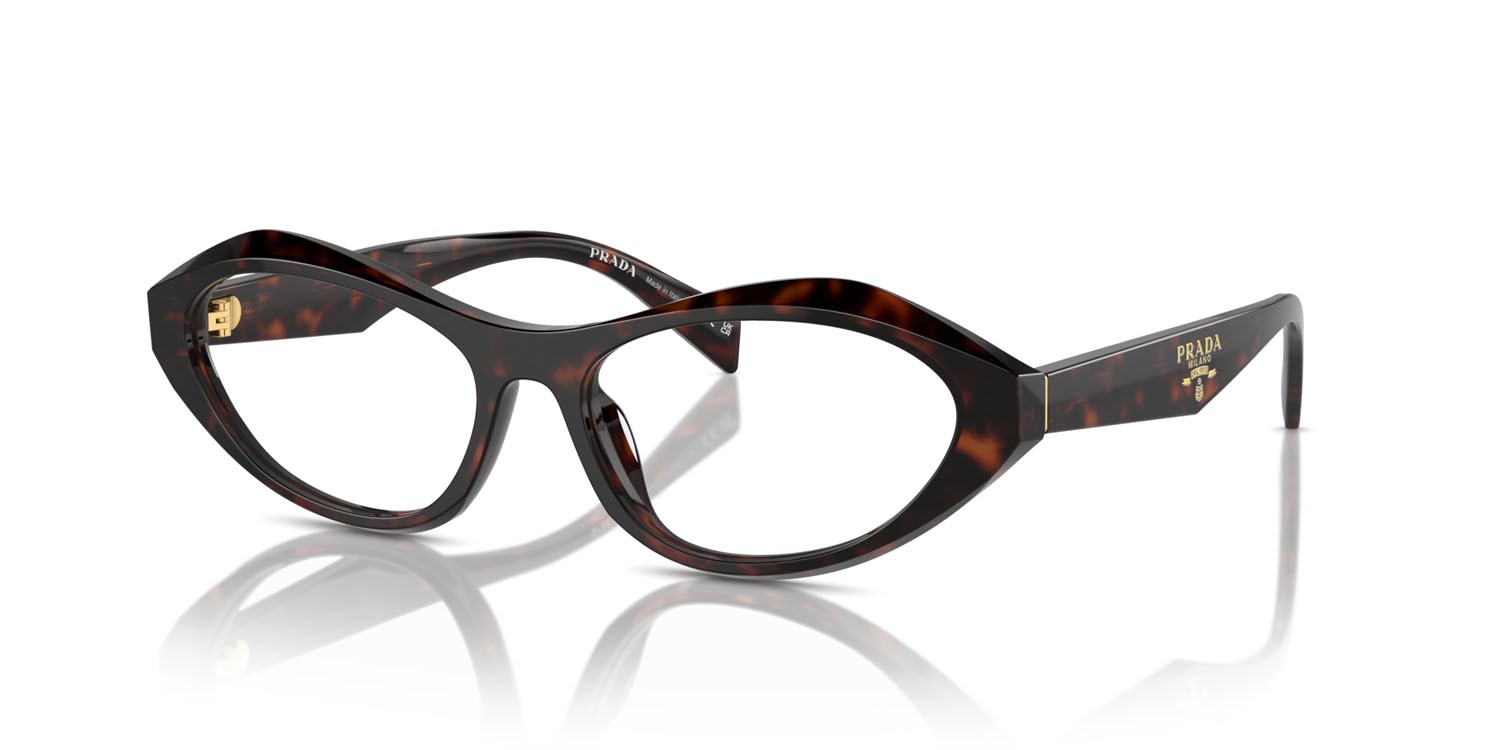 Eyeglasses Prada PR A21V (17N1O1) color root tortoise shape irregular lenses lente demo