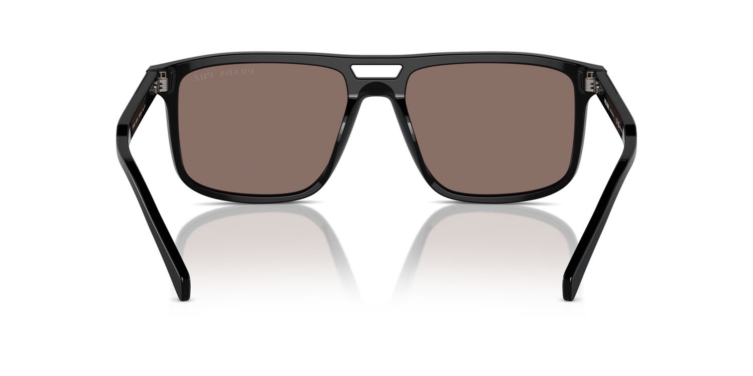Occhiali da sole Prada PR A22S (16K30H) colore nero forma rettangolare lenti polar marrone