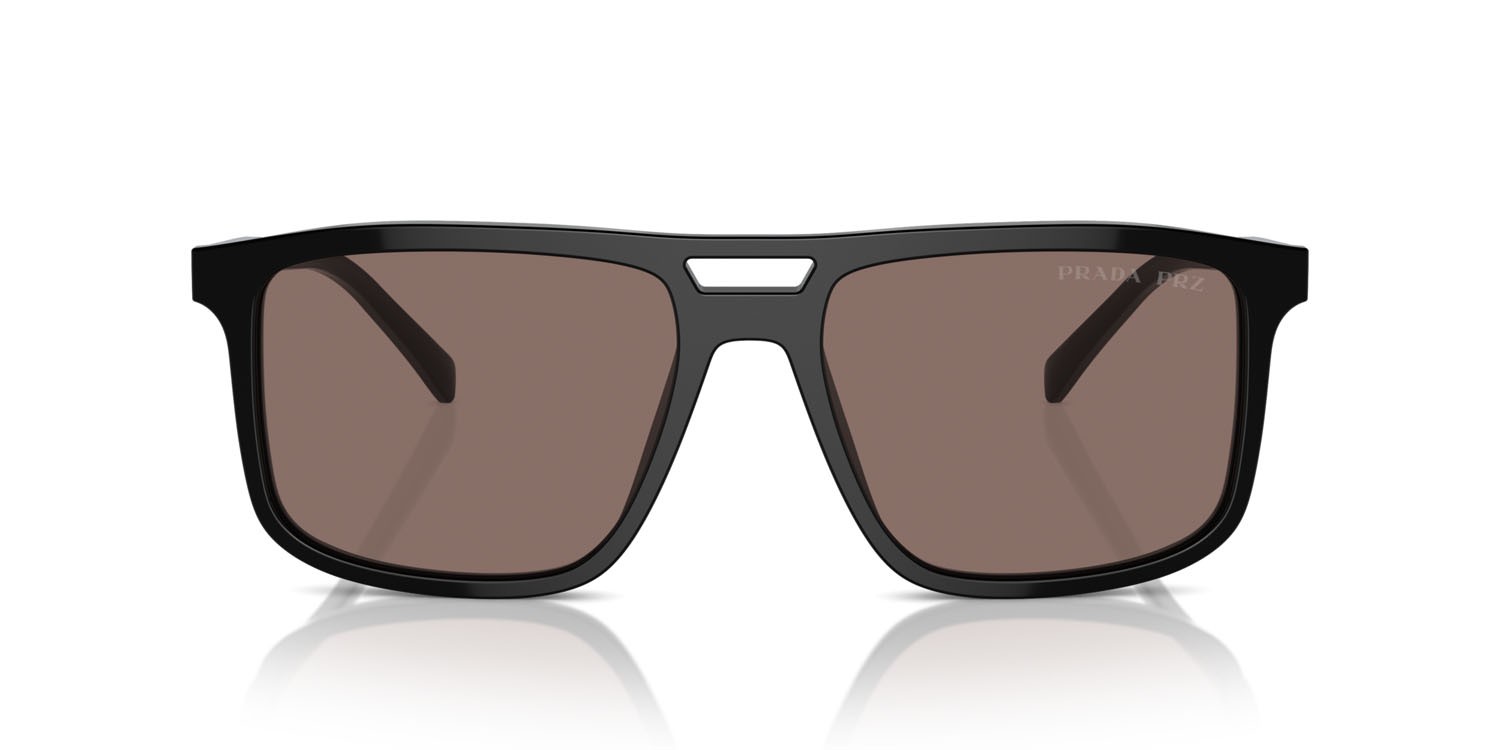 Occhiali da sole Prada PR A22S (16K30H) colore nero forma rettangolare lenti polar marrone