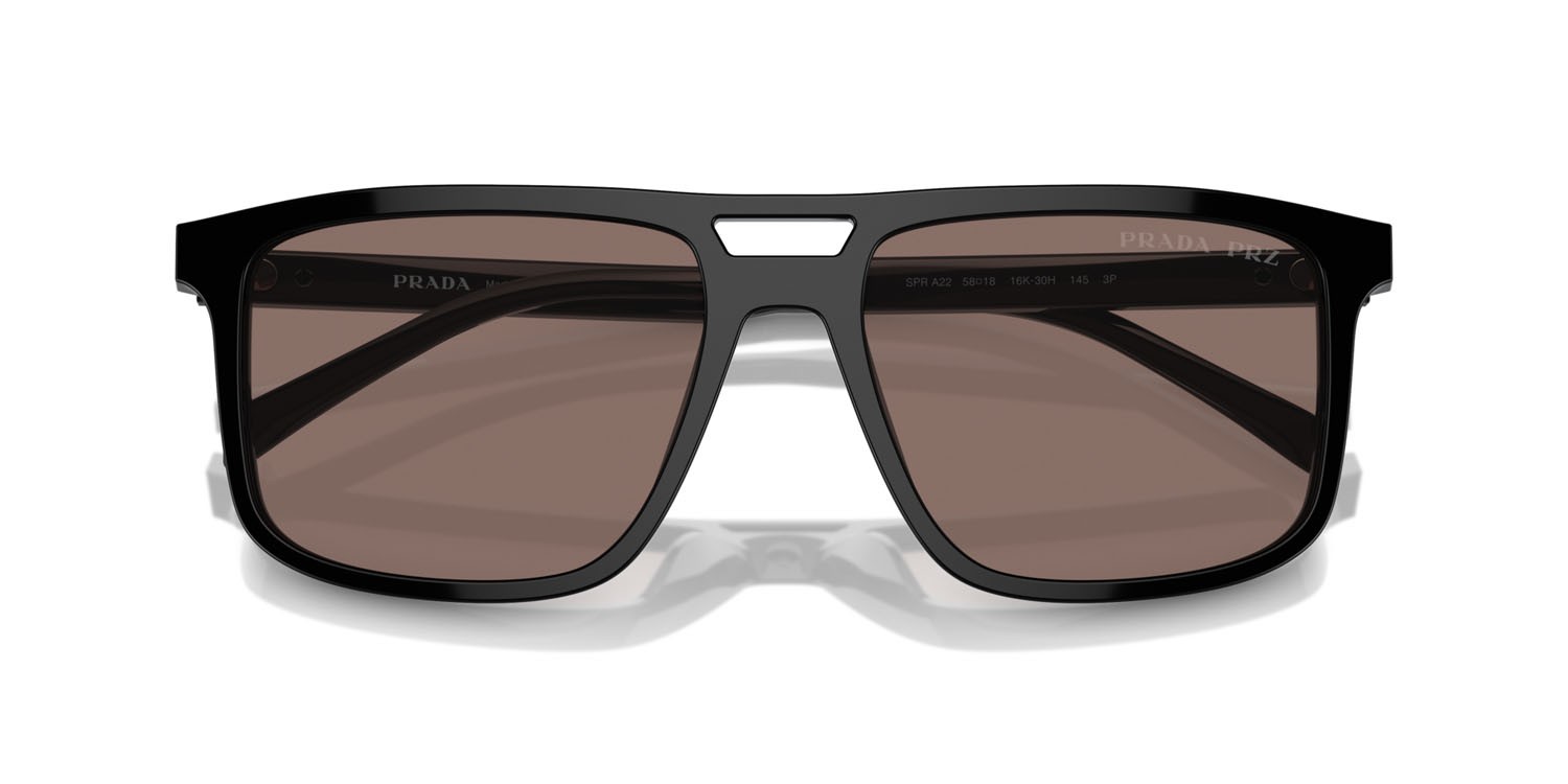 Occhiali da sole Prada PR A22S (16K30H) colore nero forma rettangolare lenti polar marrone