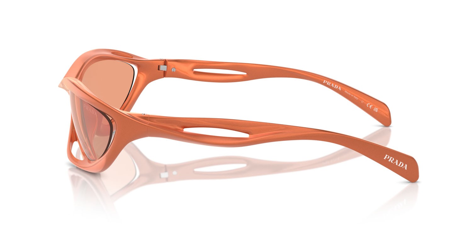 Sunglasses Prada PR A23S (15V50H) color metallized orange shape cat eye lenses rosso specchiato arancione
