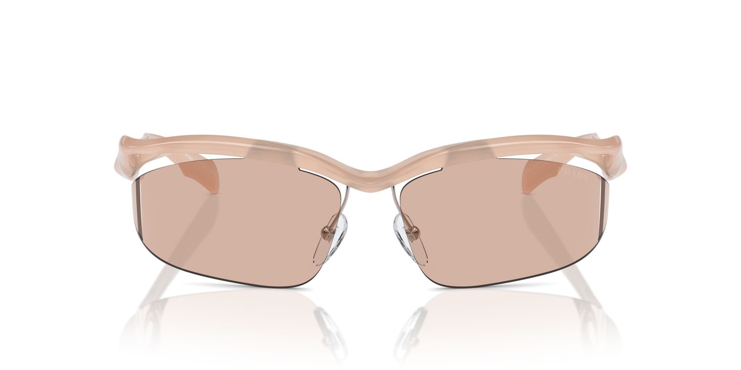 Sunglasses Prada PR A25S (12S4I2) color pesca opalino shape cat eye lenses marrone chiaro