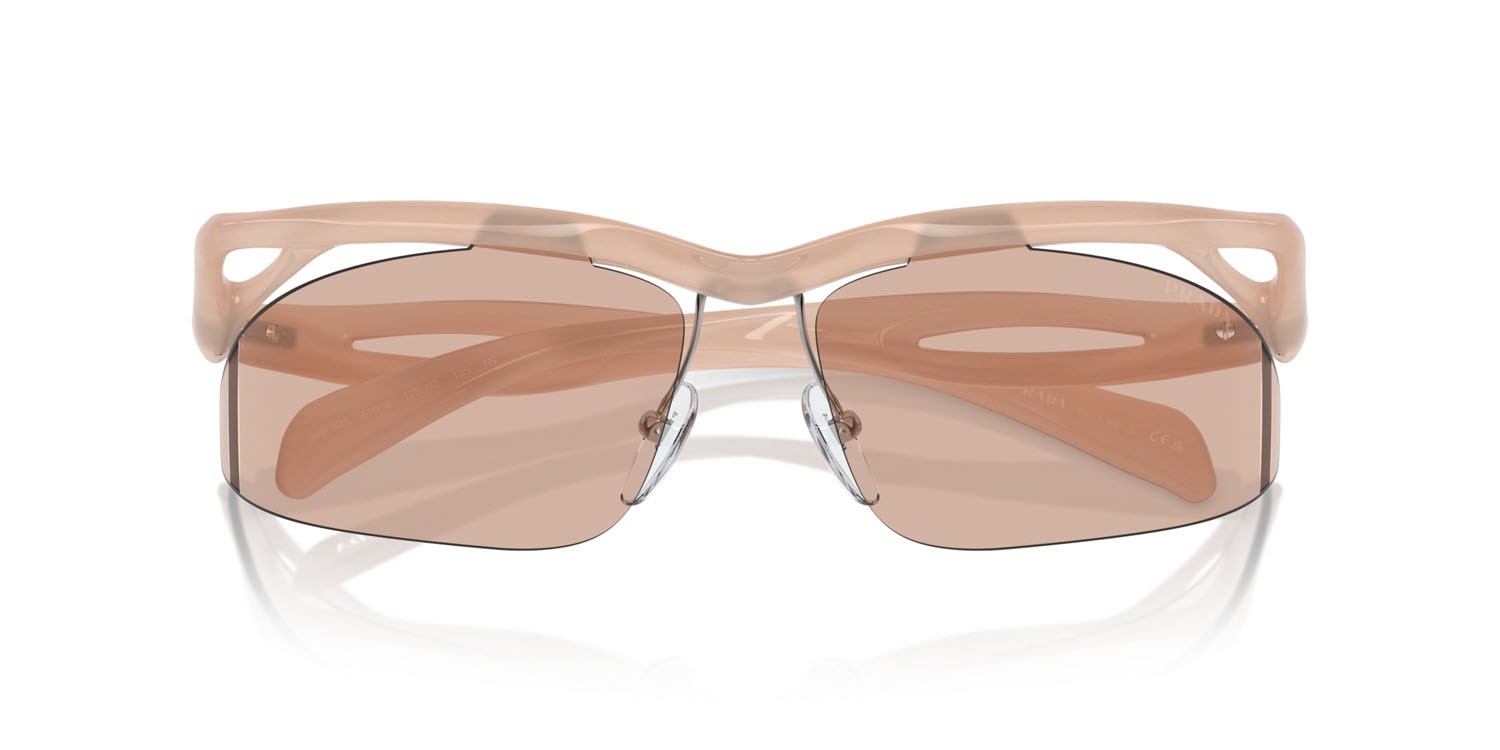 Sunglasses Prada PR A25S (12S4I2) color pesca opalino shape cat eye lenses marrone chiaro