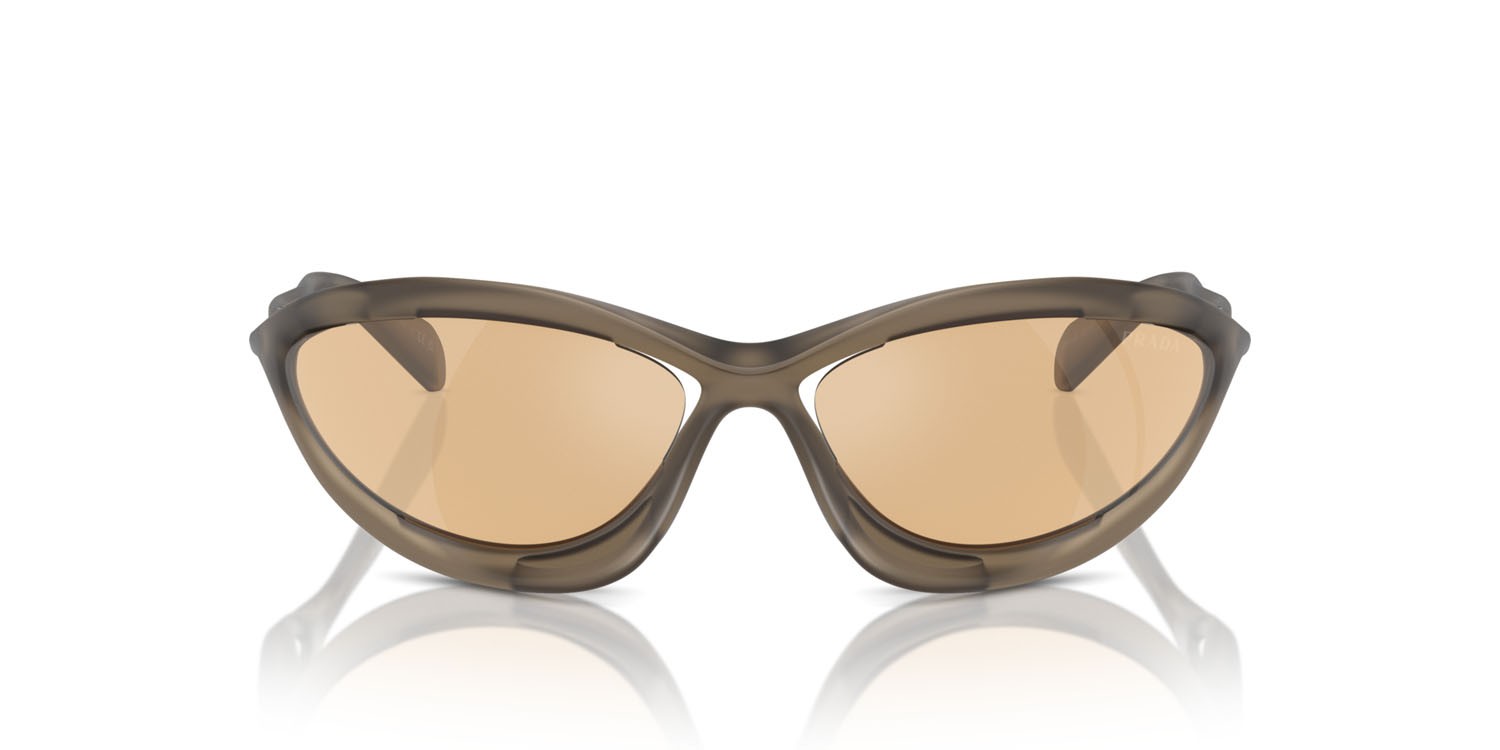 Occhiali da sole Prada PR A26S (16V10H) colore loden frosted forma cat eye 