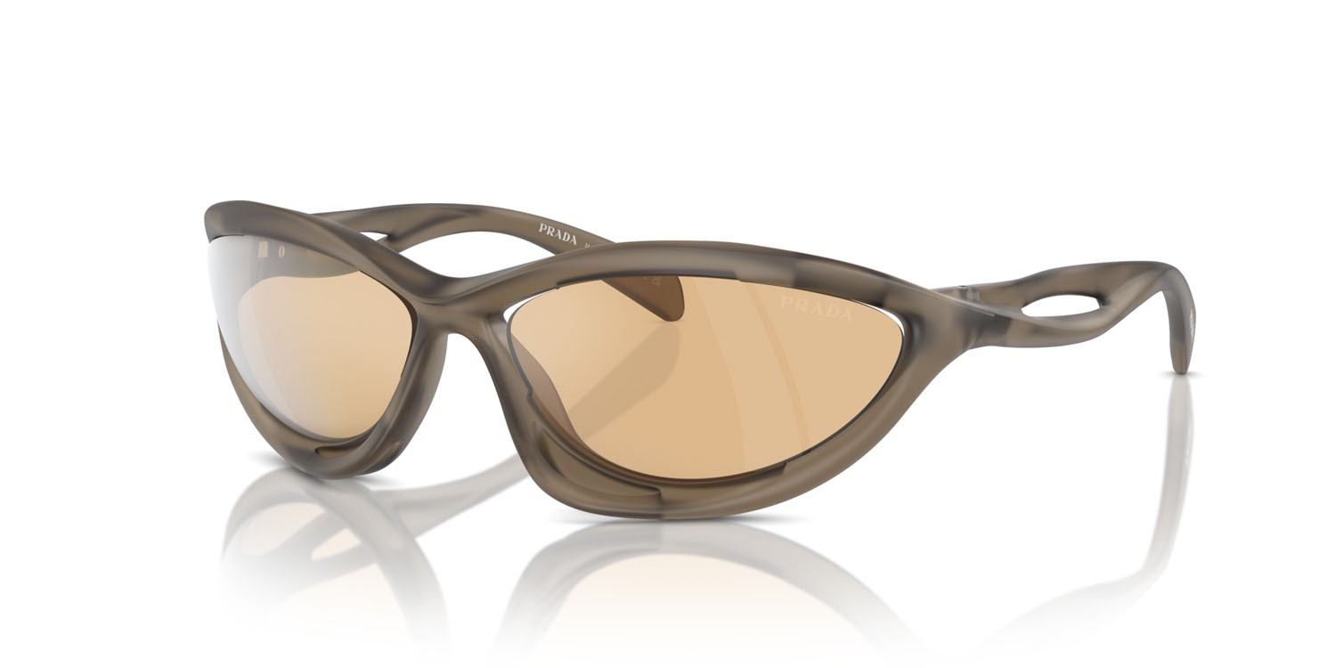 Occhiali da sole Prada PR A26S (16V10H) colore loden frosted forma cat eye 