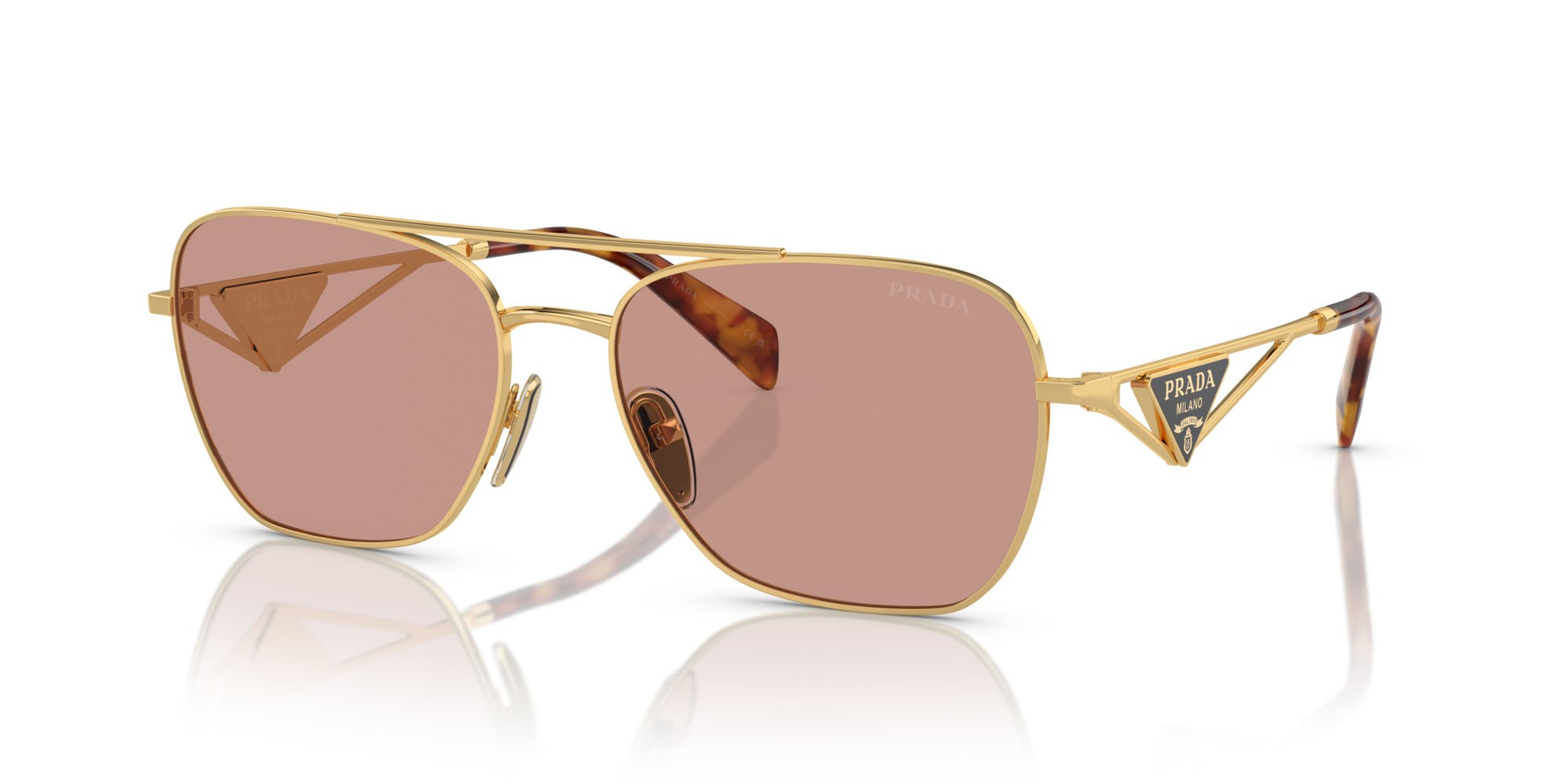 Sonnenbrillen Prada PR A50S (5AK08M) farbe oro form quadratisch gläser violetto scuro
