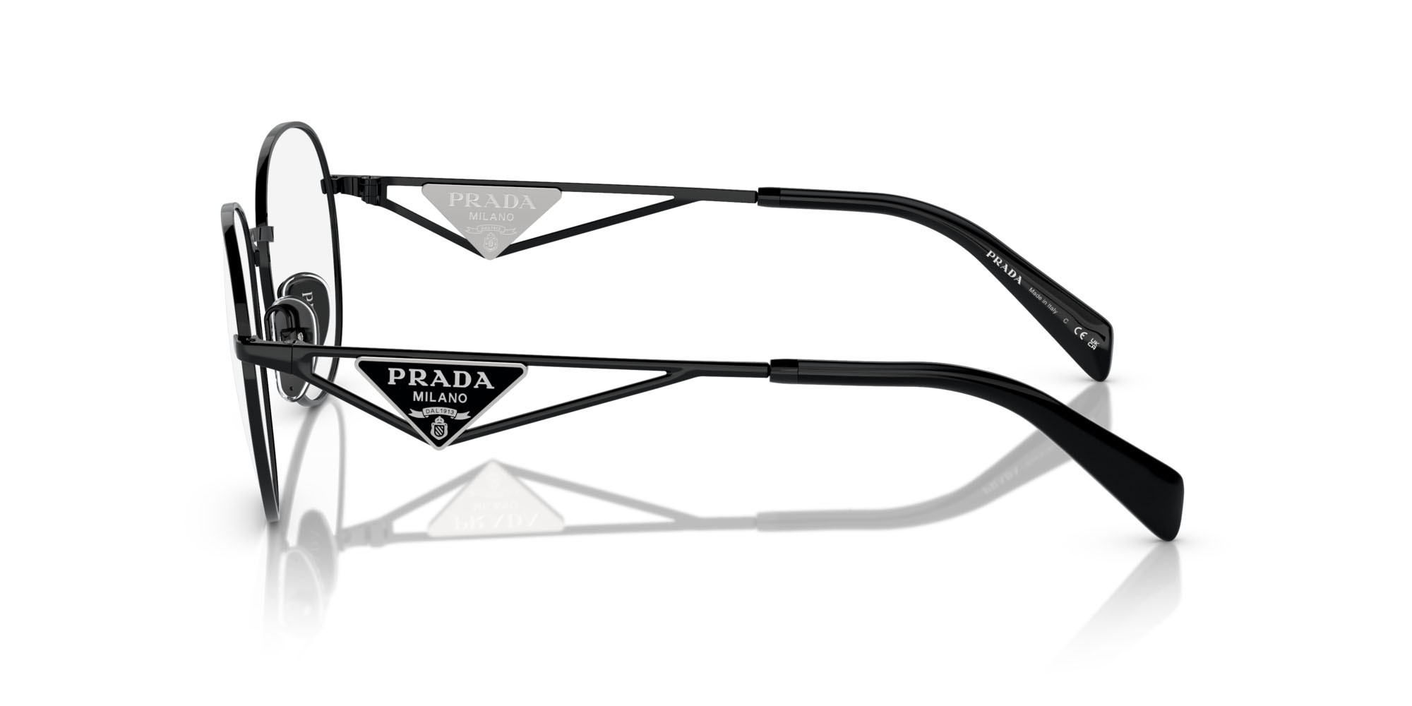 Eyeglasses Prada PR A50V (1AB1O1) color nero shape round lenses lente demo