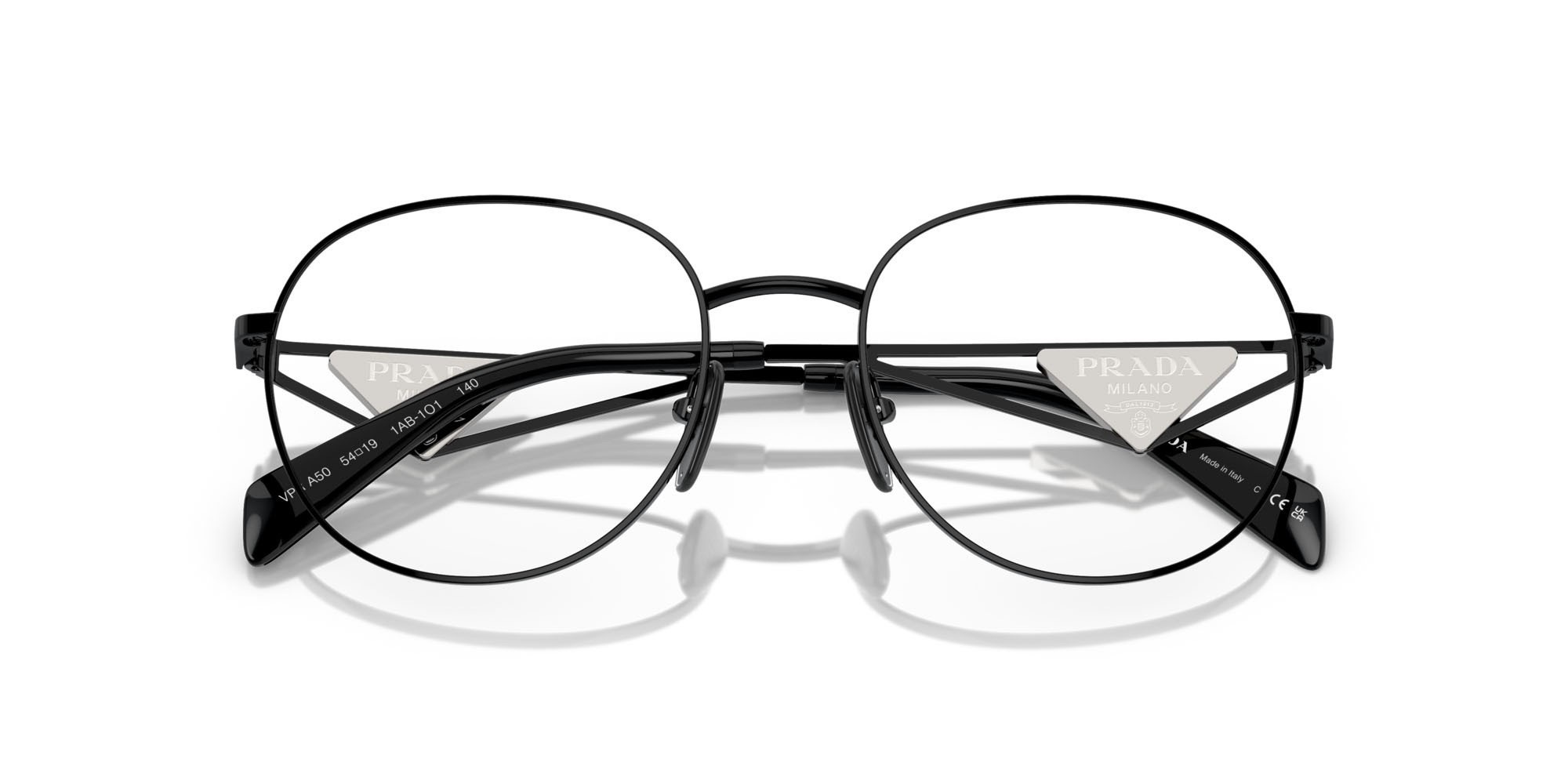 Eyeglasses Prada PR A50V (1AB1O1) color nero shape round lenses lente demo