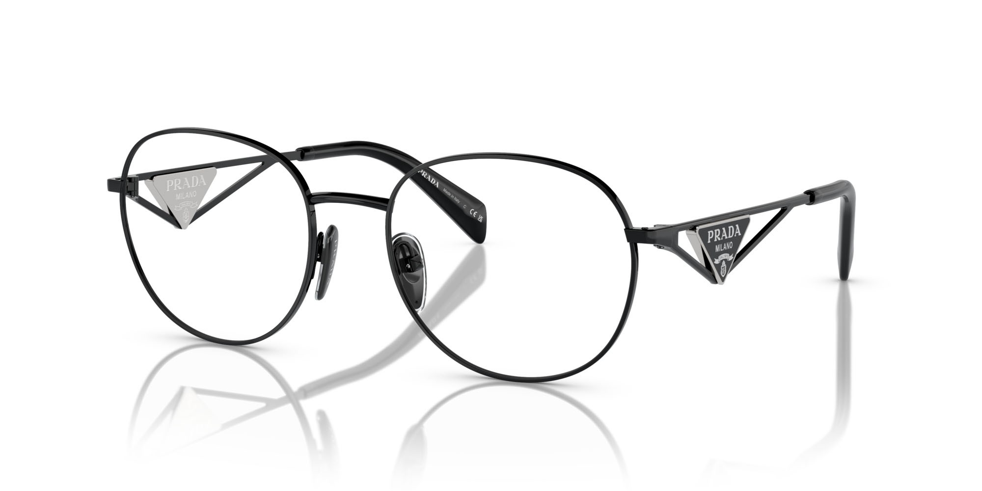 Eyeglasses Prada PR A50V (1AB1O1) color nero shape round lenses lente demo
