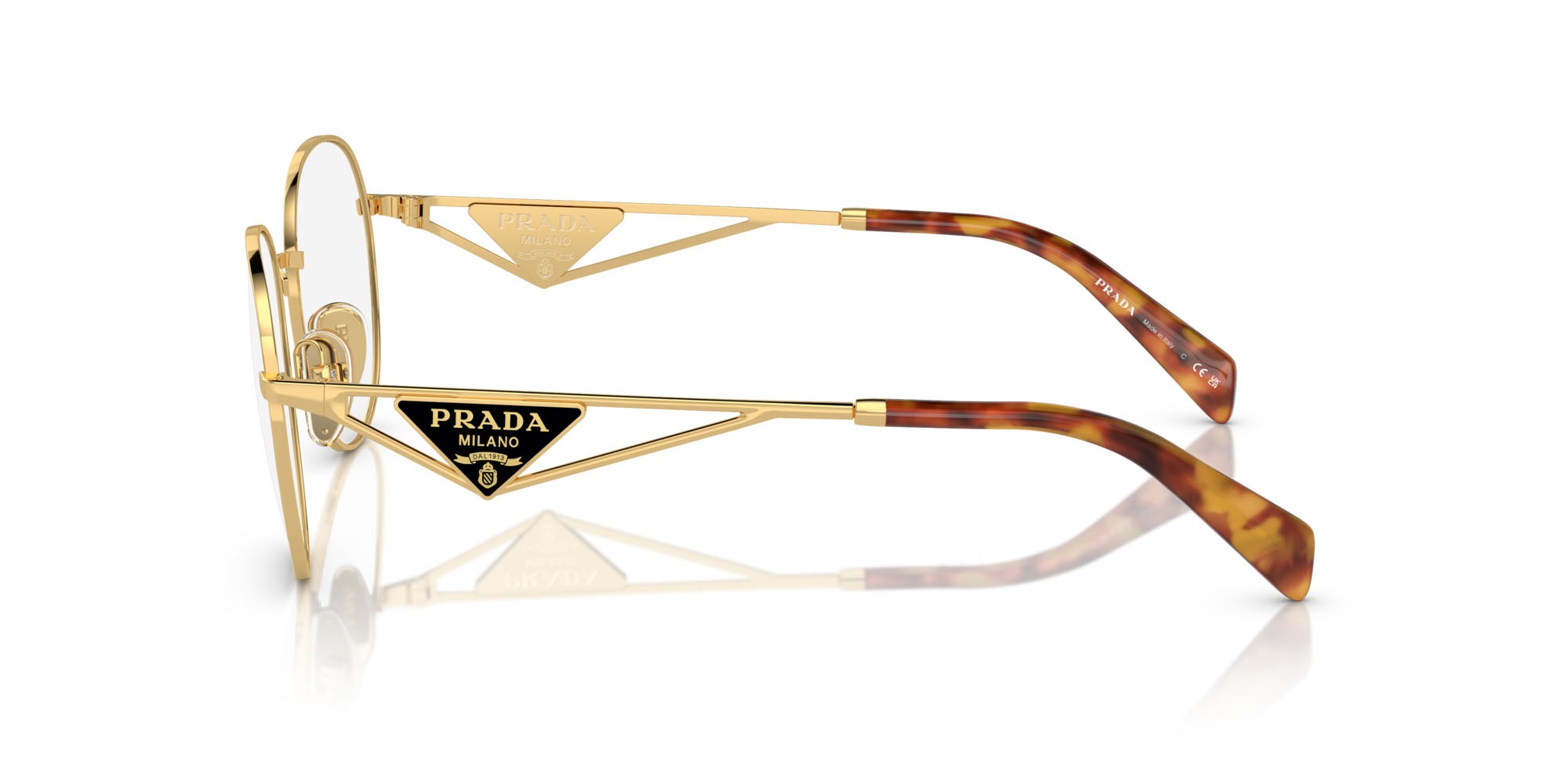 Eyeglasses Prada PR A50V (5AK1O1) color oro shape round lenses lente demo