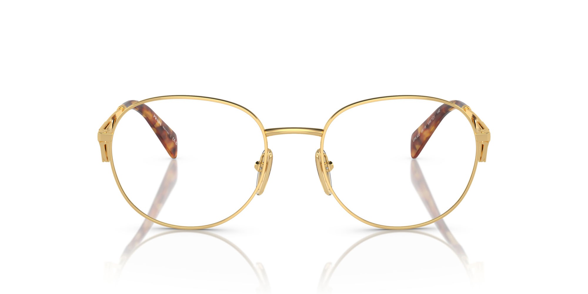 Eyeglasses Prada PR A50V (5AK1O1) color oro shape round lenses lente demo