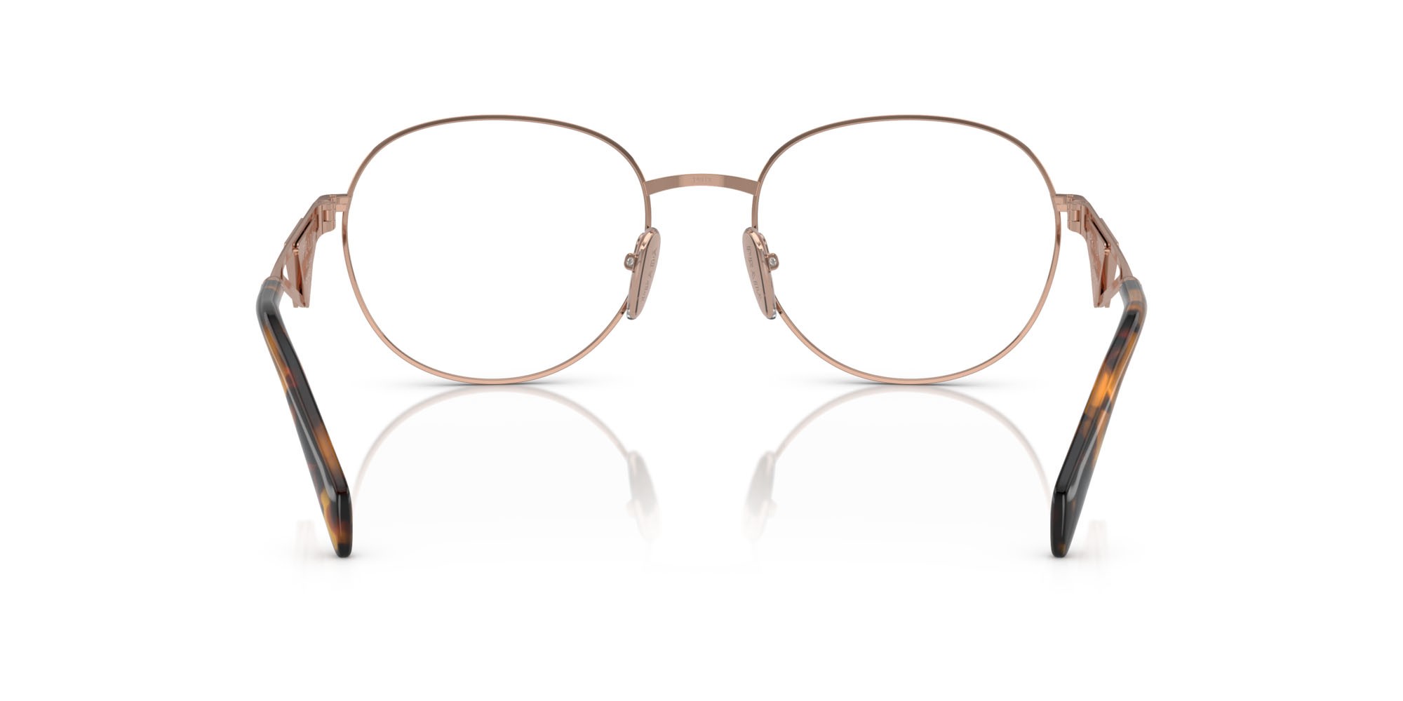 Eyeglasses Prada PR A50V (SVF1O1) color oro rosé shape round lenses lente demo