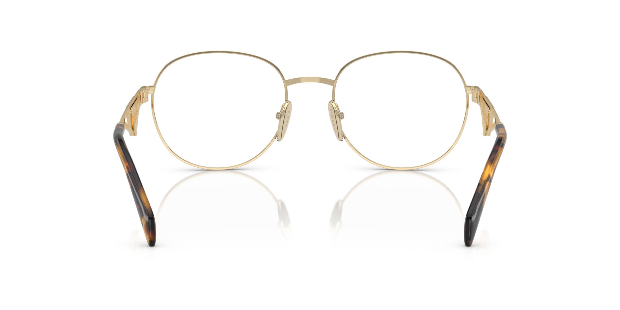 Eyeglasses Prada PR A50V (ZVN1O1) color oro pallido shape round lenses lente demo