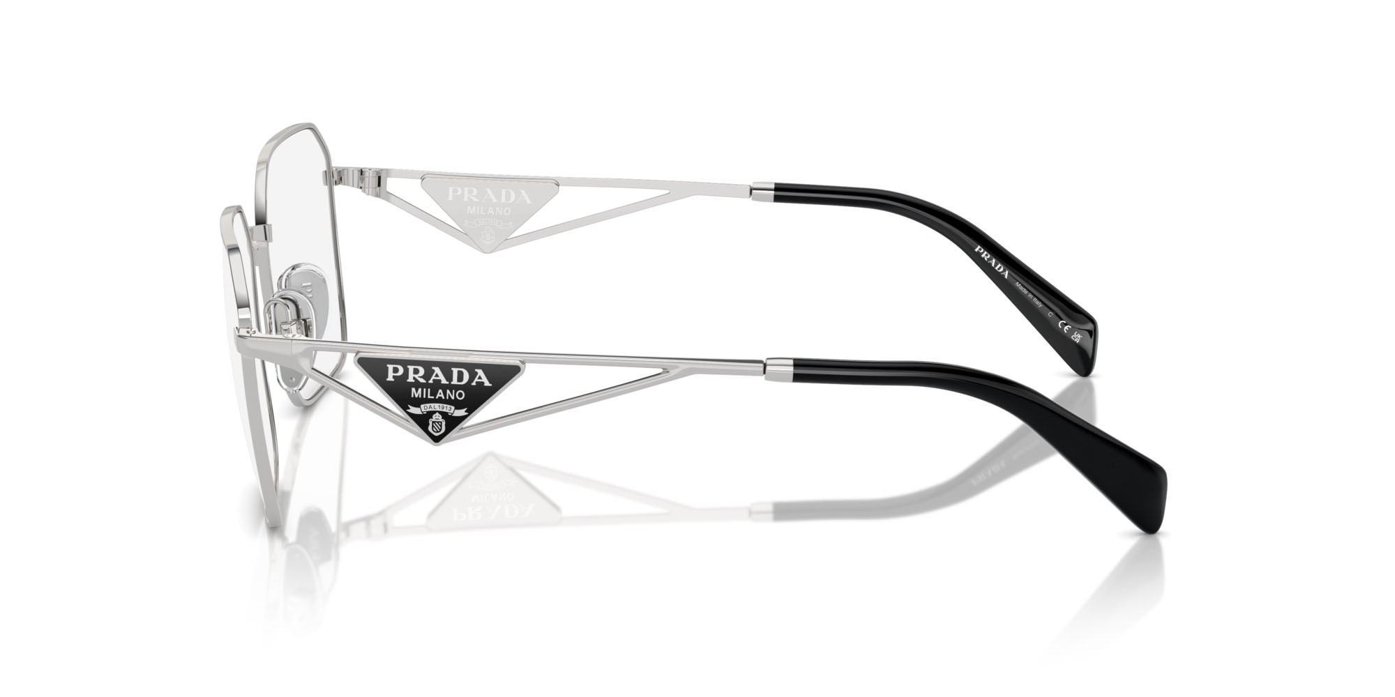 Eyeglasses Prada PR A51V (1BC1O1) color argento shape irregular lenses lente demo