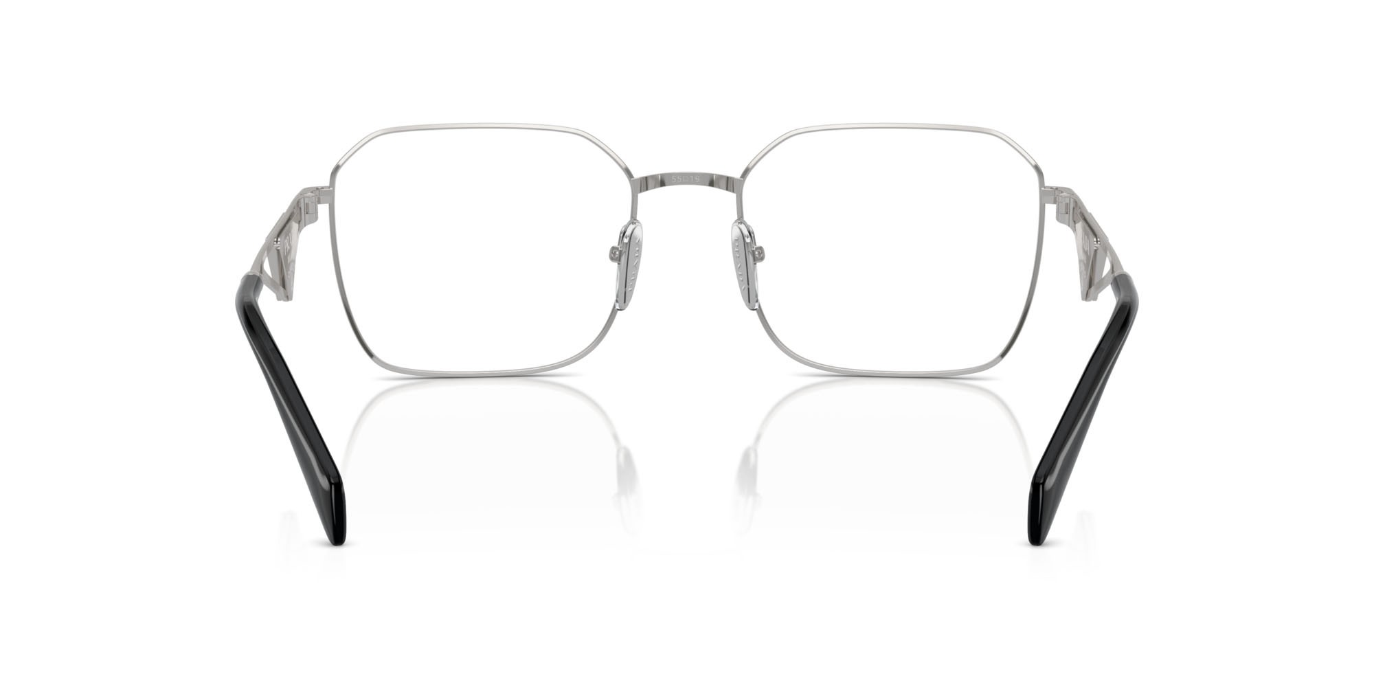 Eyeglasses Prada PR A51V (1BC1O1) color argento shape irregular lenses lente demo