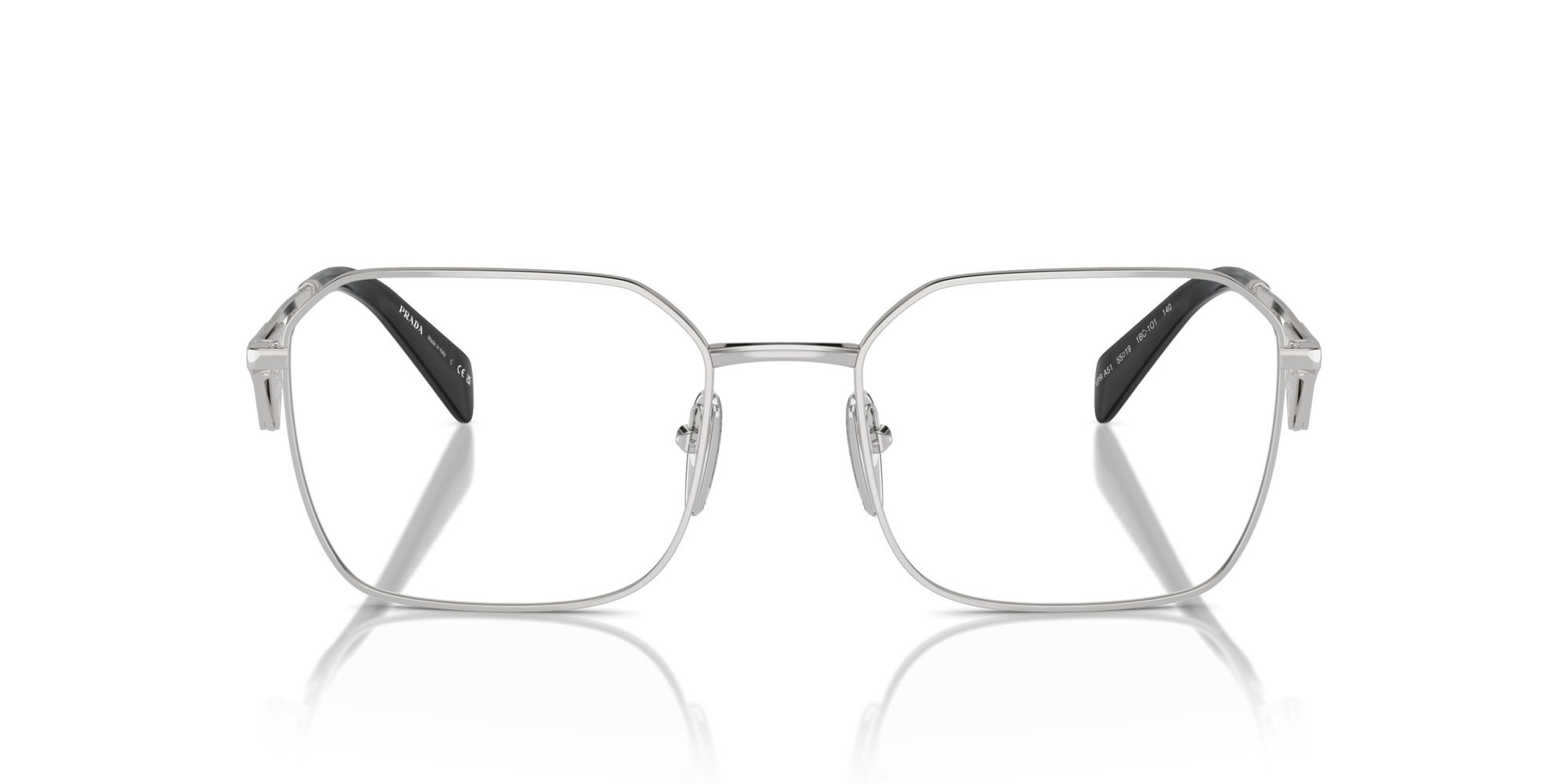 Eyeglasses Prada PR A51V (1BC1O1) color argento shape irregular lenses lente demo