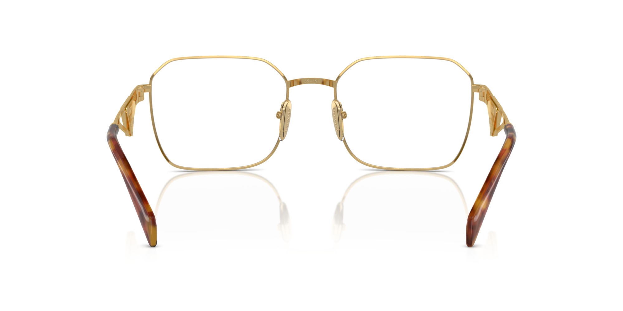 Eyeglasses Prada PR A51V (5AK1O1) color oro shape irregular lenses lente demo