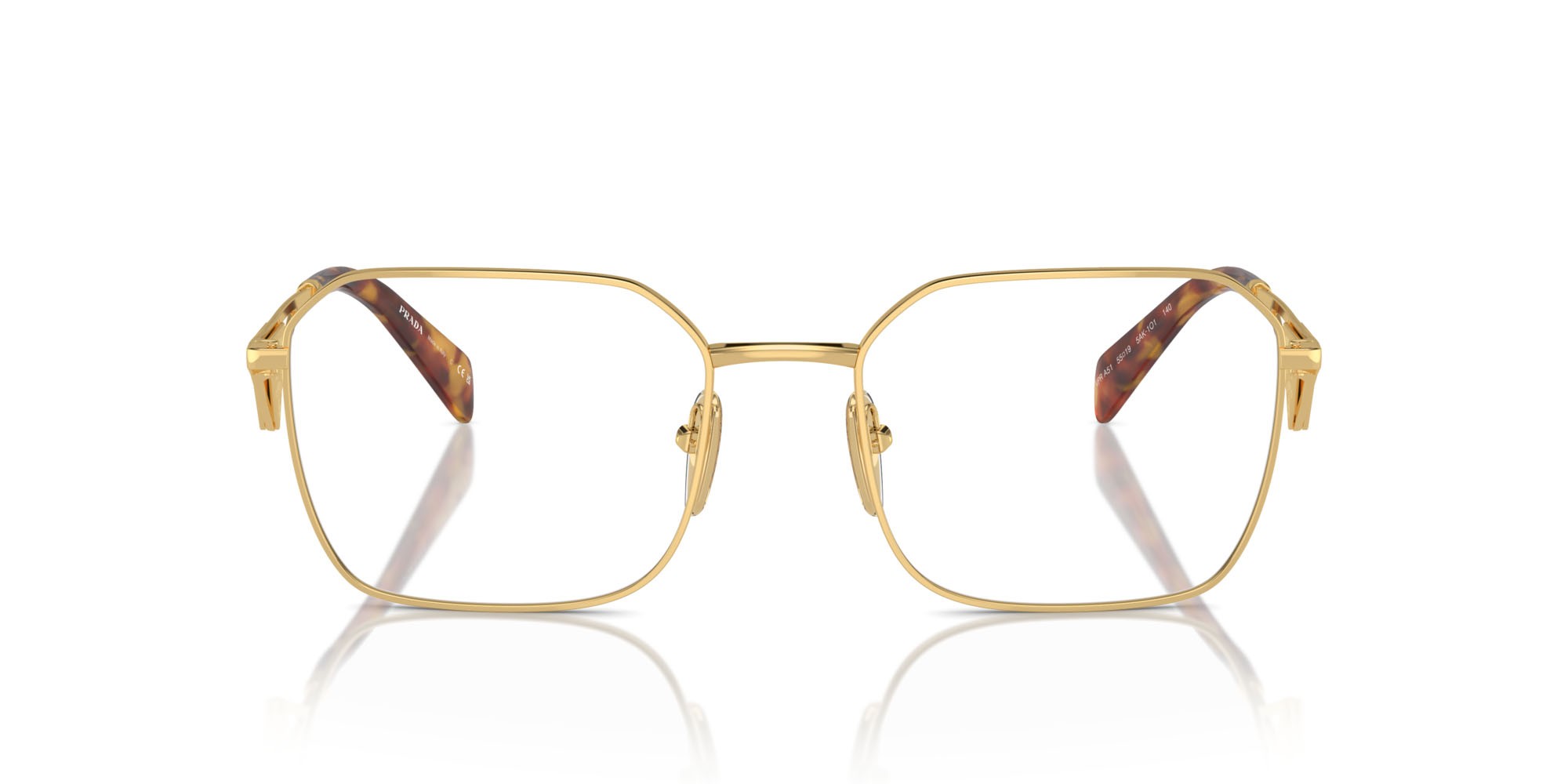 Eyeglasses Prada PR A51V (5AK1O1) color oro shape irregular lenses lente demo