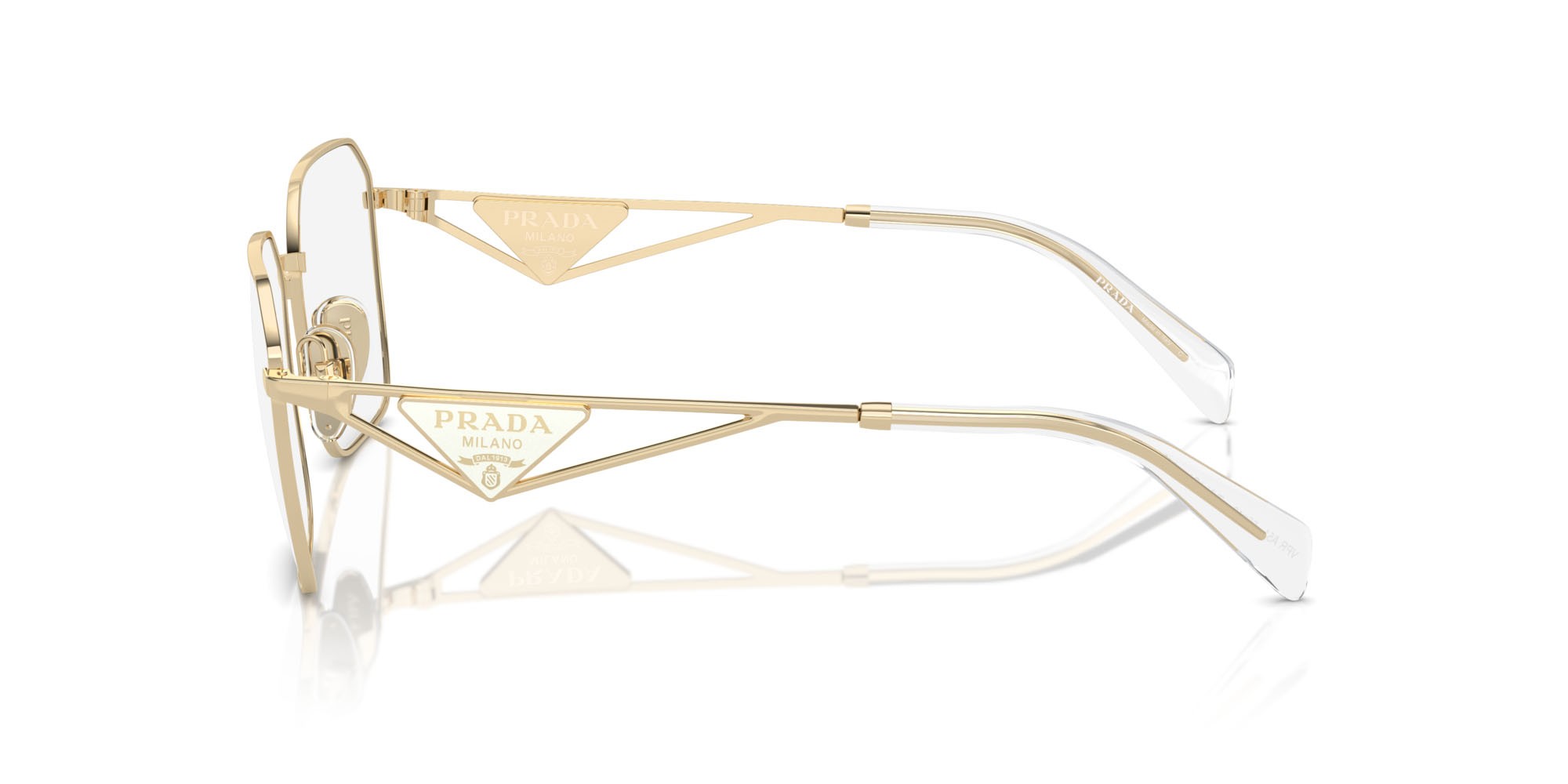Eyeglasses Prada PR A51V (ZVN1O1) color oro pallido shape irregular lenses lente demo