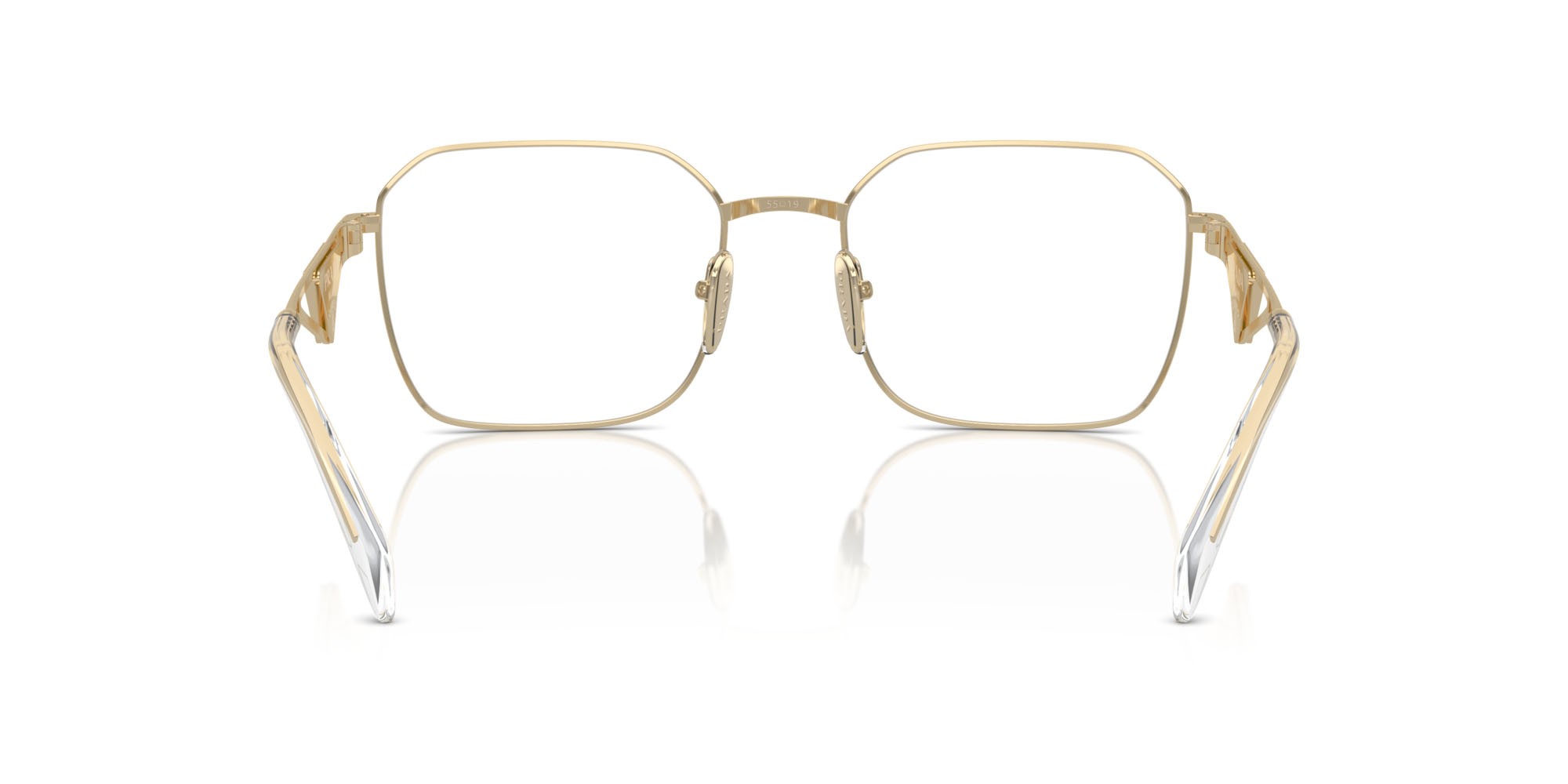 Eyeglasses Prada PR A51V (ZVN1O1) color oro pallido shape irregular lenses lente demo