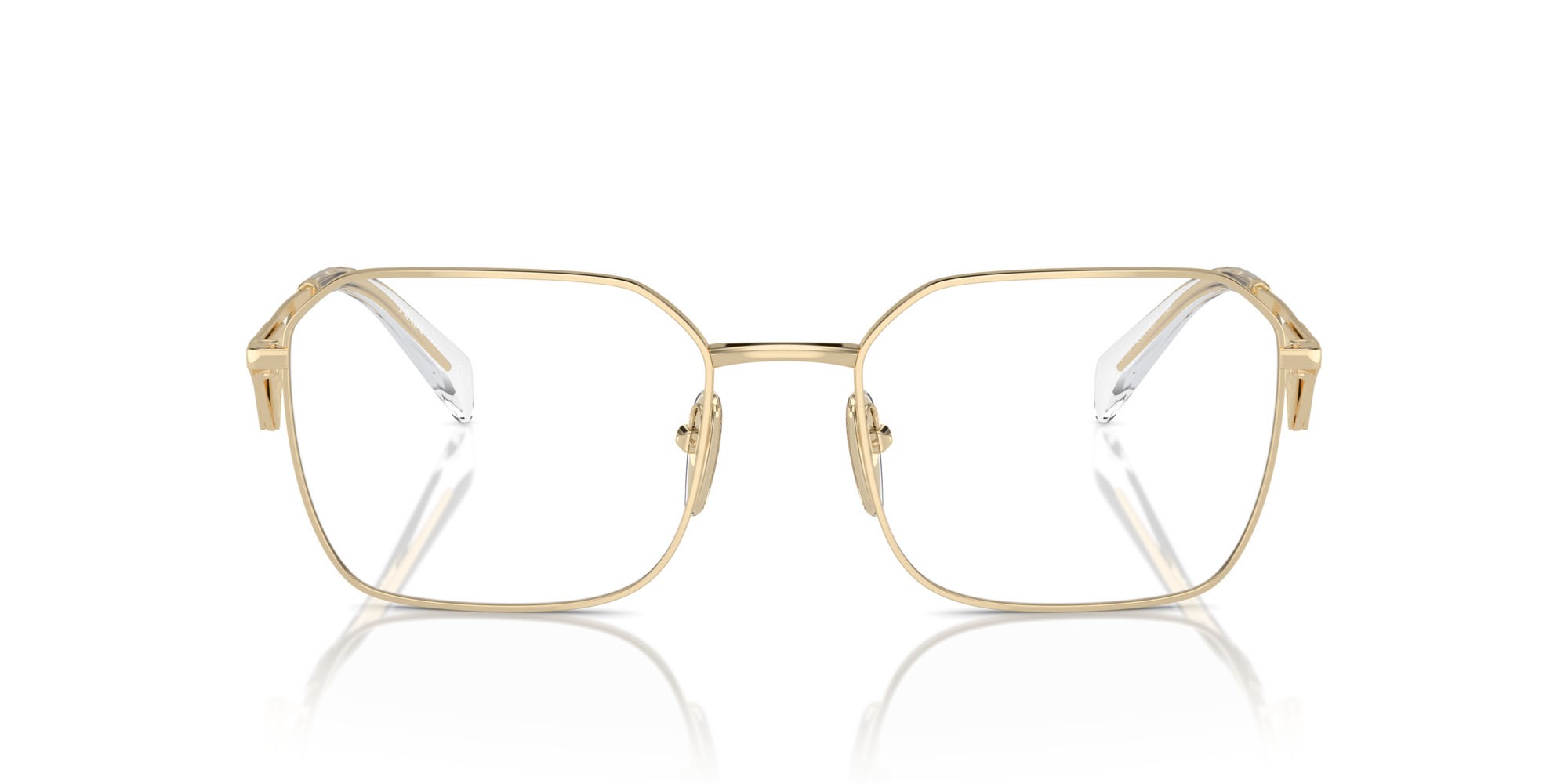 Eyeglasses Prada PR A51V (ZVN1O1) color oro pallido shape irregular lenses lente demo