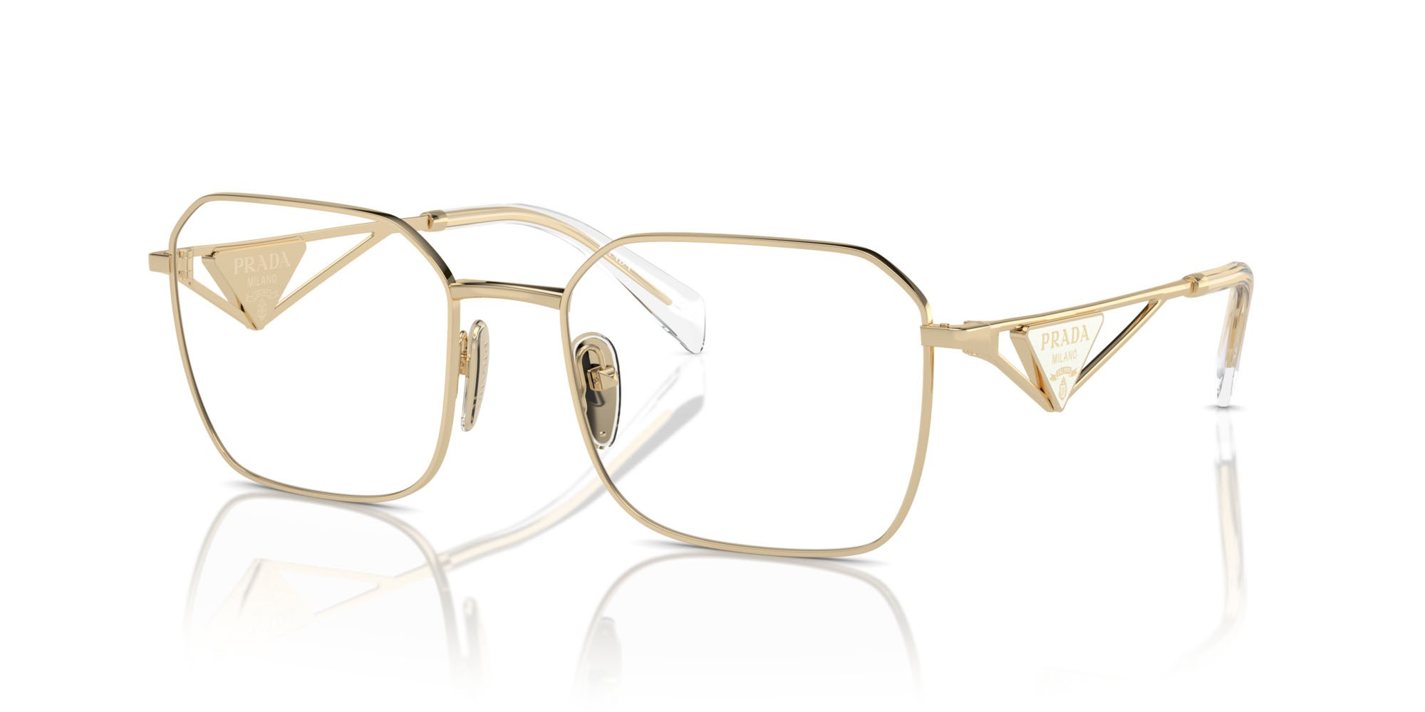 Eyeglasses Prada PR A51V (ZVN1O1) color oro pallido shape irregular lenses lente demo