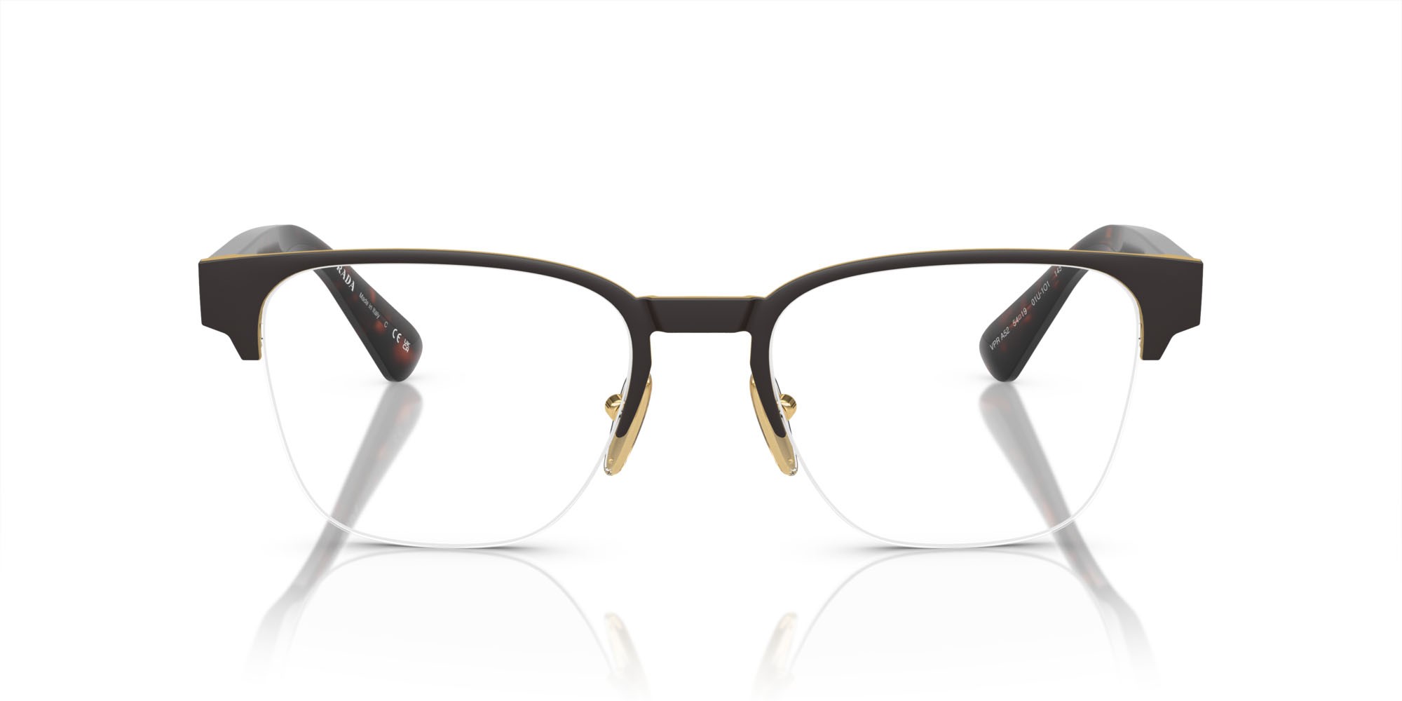 Eyeglasses Prada PR A52V (01U1O1) color marrone opaco shape square lenses lente demo