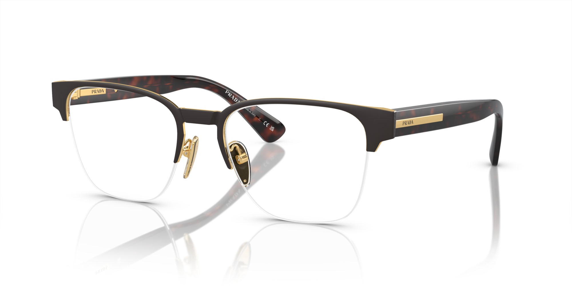 Eyeglasses Prada PR A52V (01U1O1) color marrone opaco shape square lenses lente demo