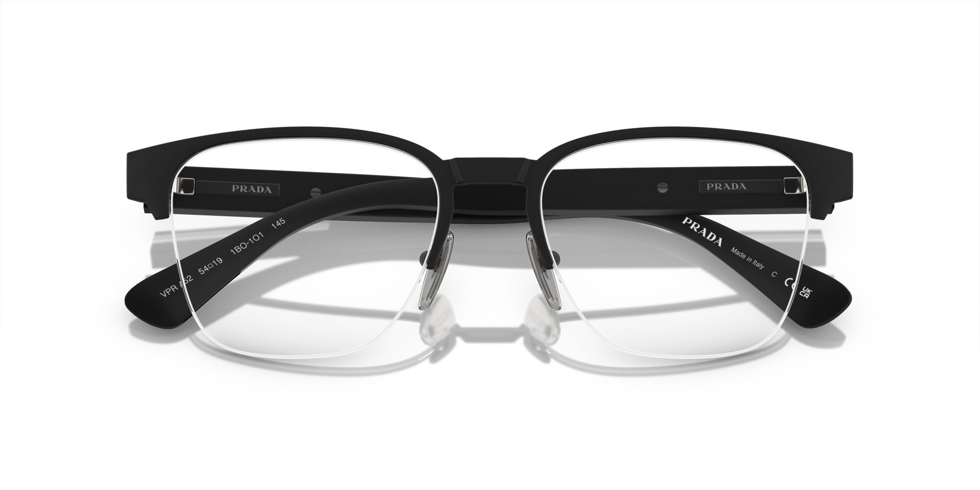 Eyeglasses Prada PR A52V (1BO1O1) color nero opaco shape square lenses lente demo