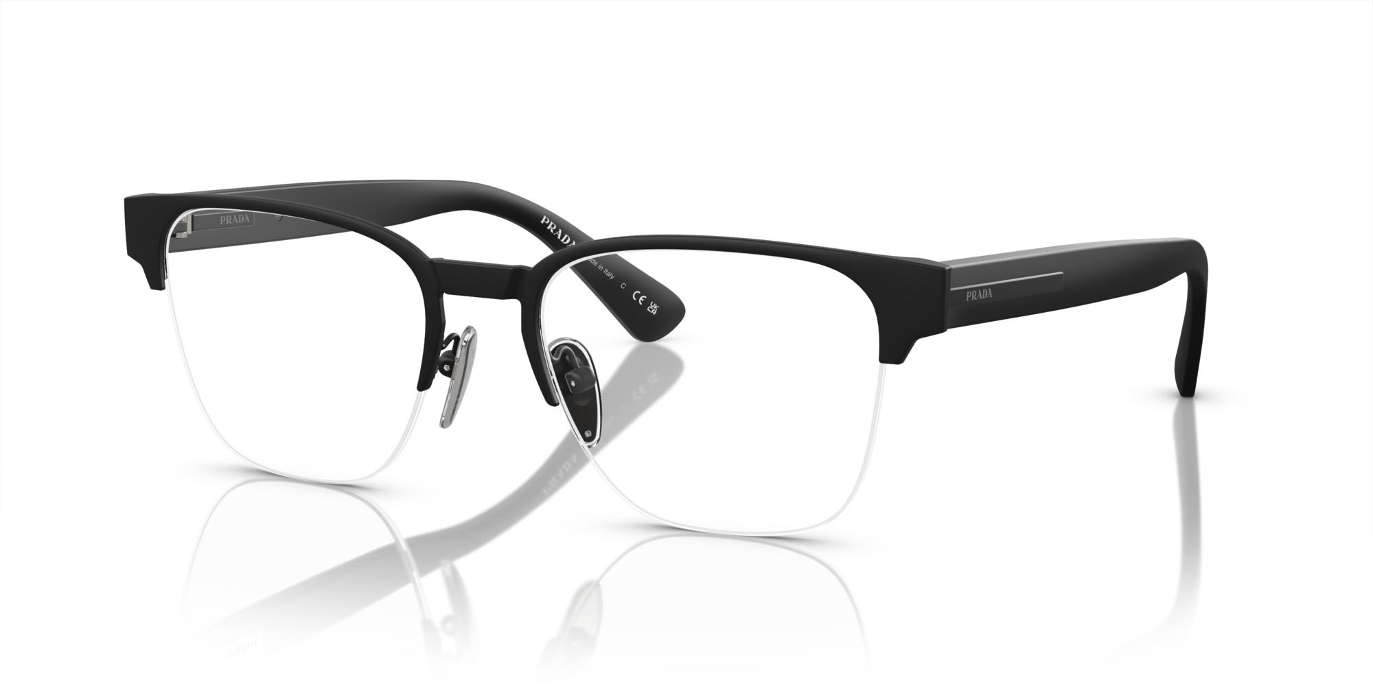 Eyeglasses Prada PR A52V (1BO1O1) color nero opaco shape square lenses lente demo