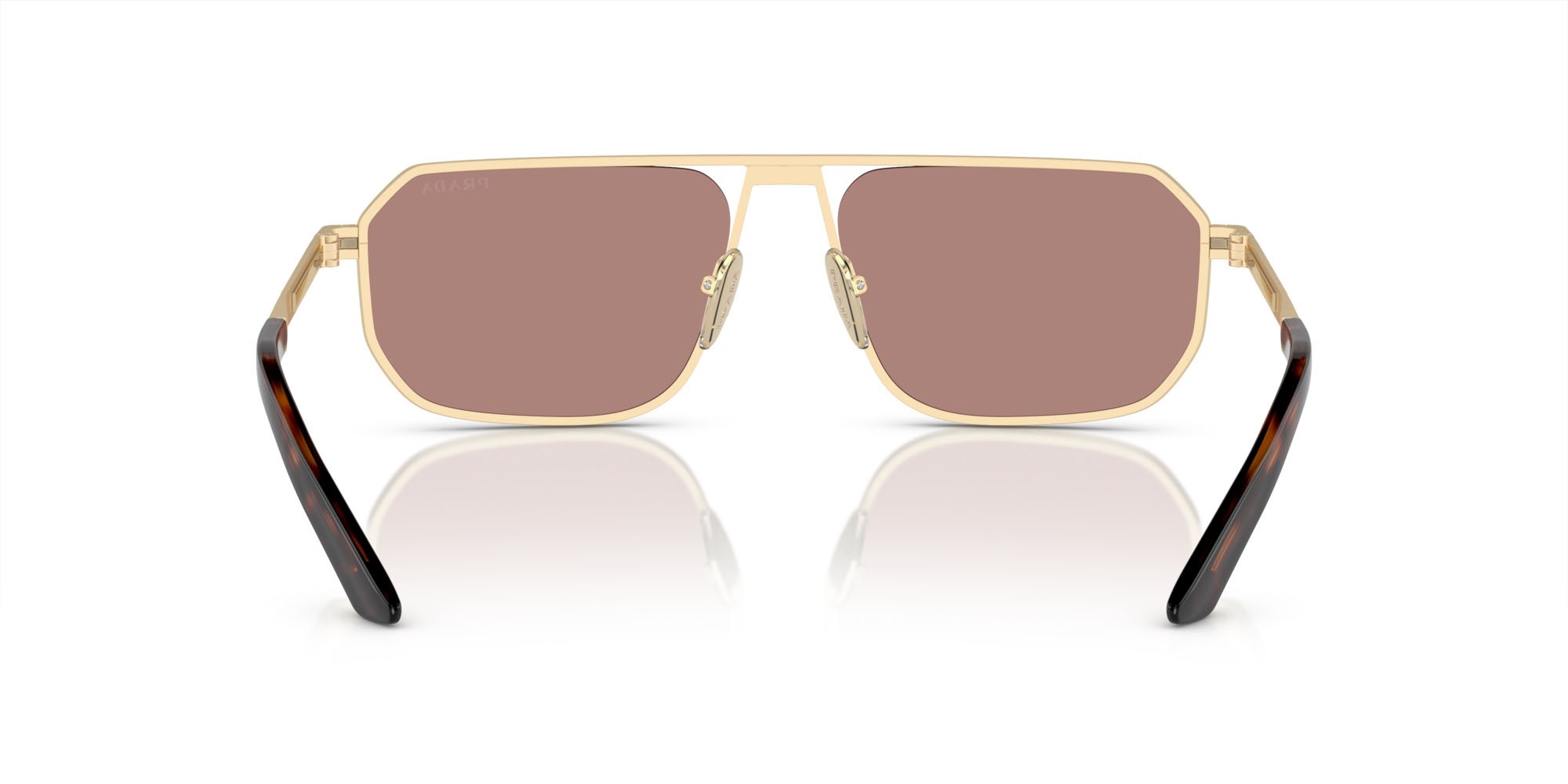 Occhiali da sole Prada PR A53S (VAF10D) colore oro pallido opaco forma quadrato lenti marrone chiaro