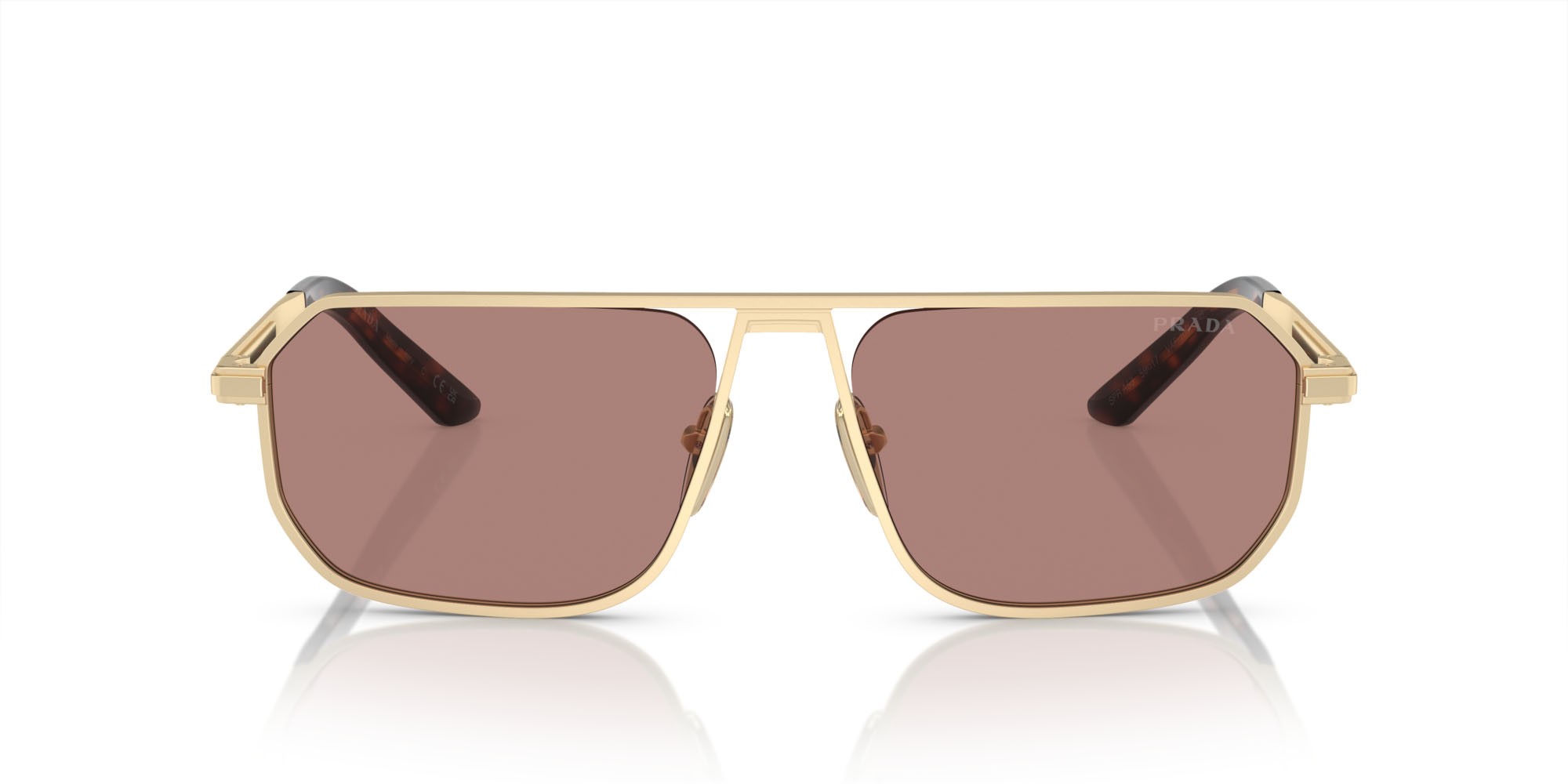 Occhiali da sole Prada PR A53S (VAF10D) colore oro pallido opaco forma quadrato lenti marrone chiaro