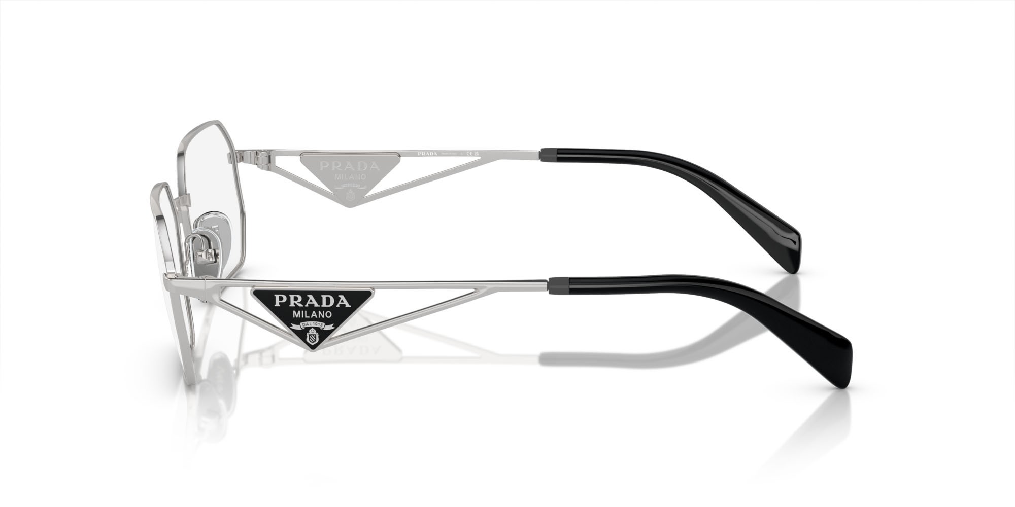 Eyeglasses Prada PR A53V (1BC1O1) color argento shape irregular lenses lente demo