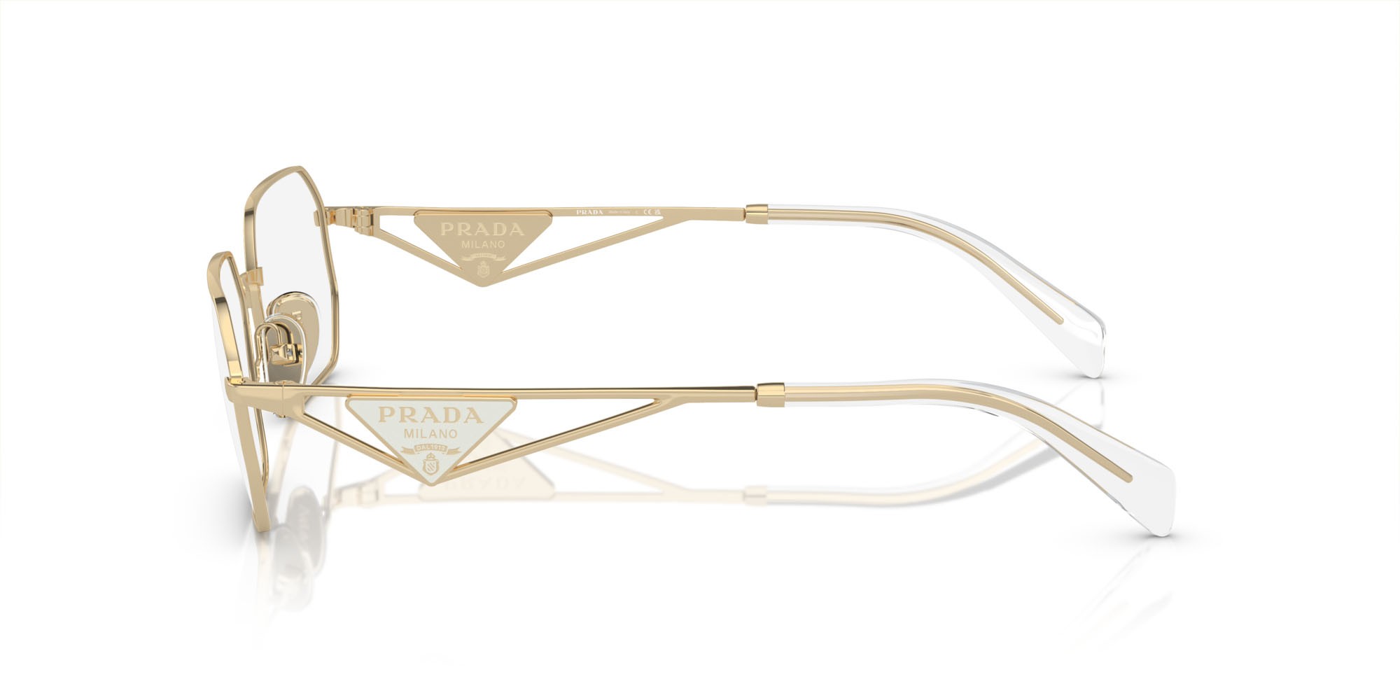 Eyeglasses Prada PR A53V (ZVN1O1) color oro pallido shape irregular lenses lente demo