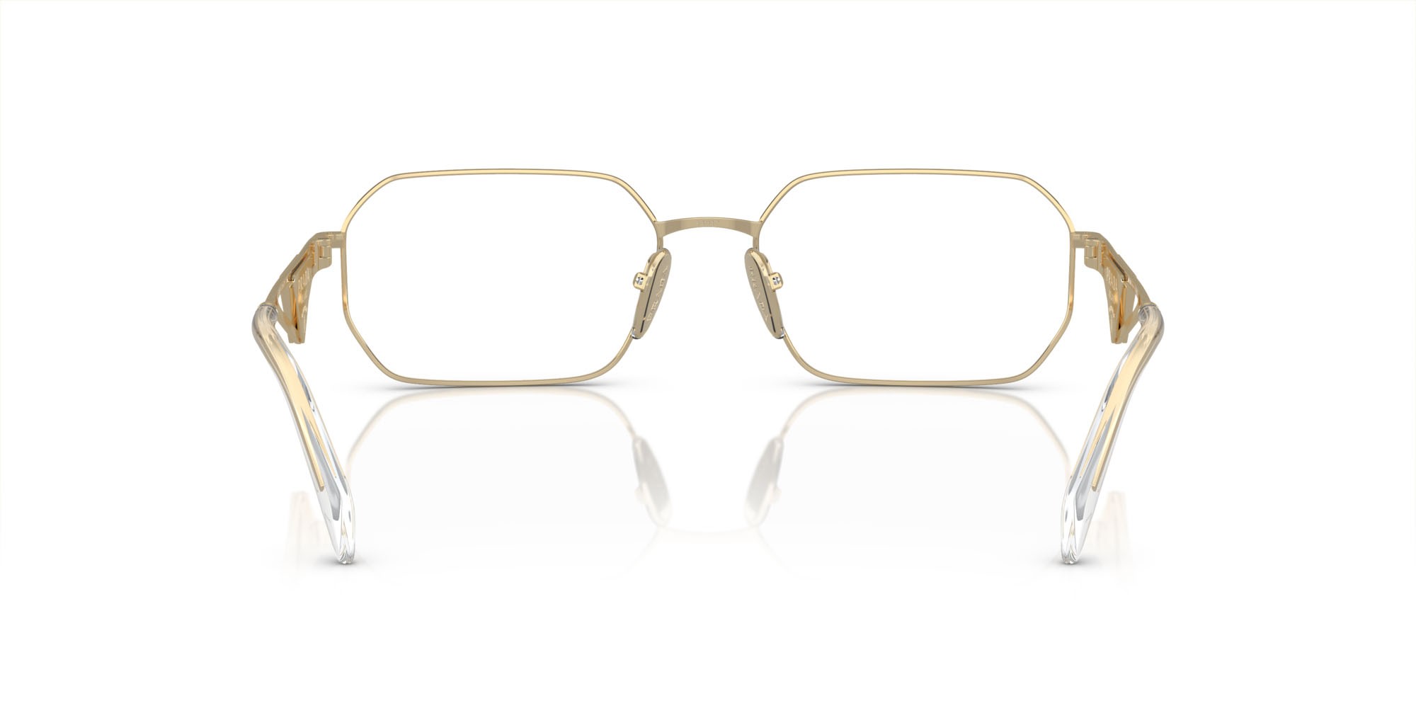 Eyeglasses Prada PR A53V (ZVN1O1) color oro pallido shape irregular lenses lente demo