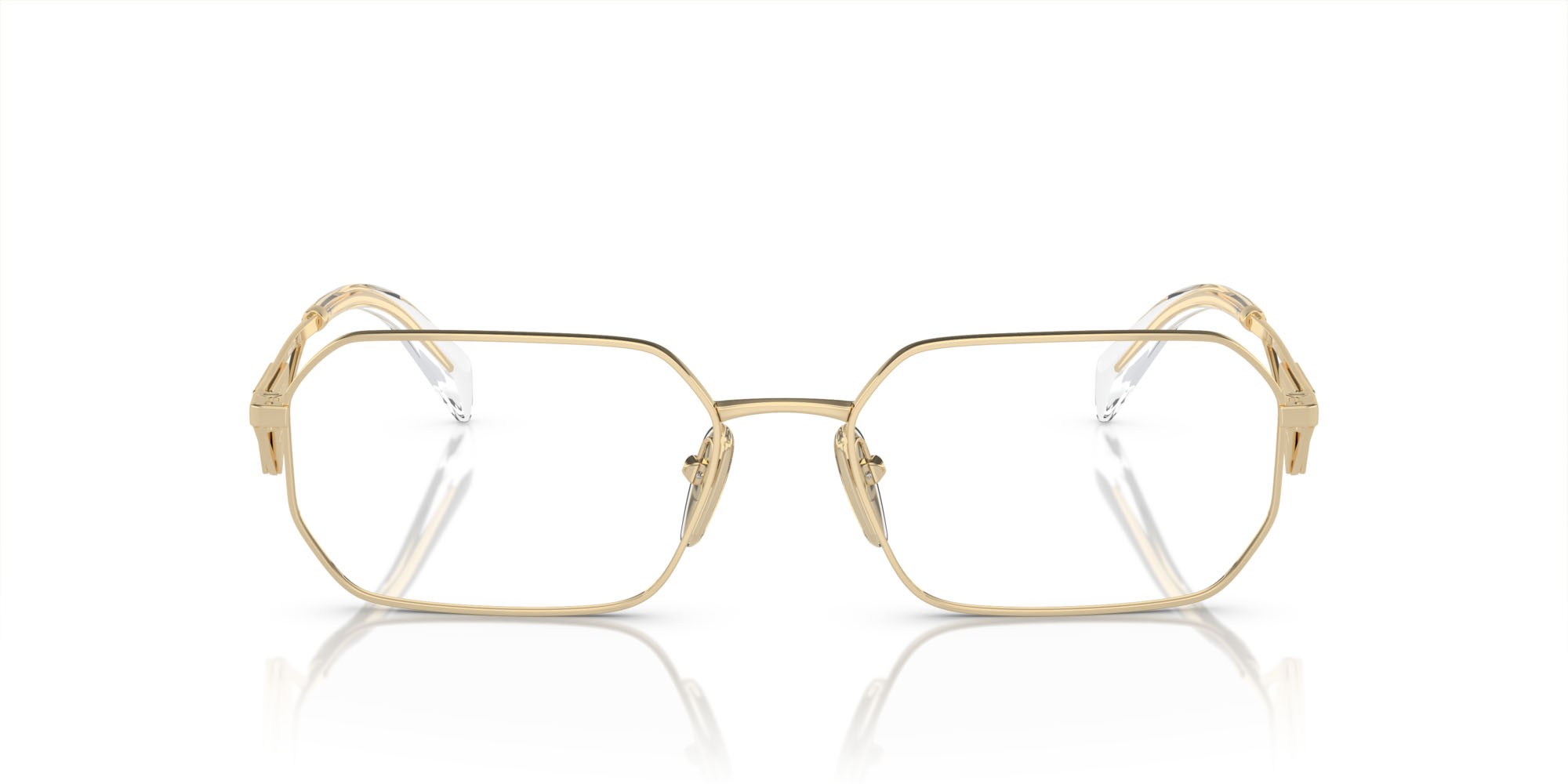 Eyeglasses Prada PR A53V (ZVN1O1) color oro pallido shape irregular lenses lente demo