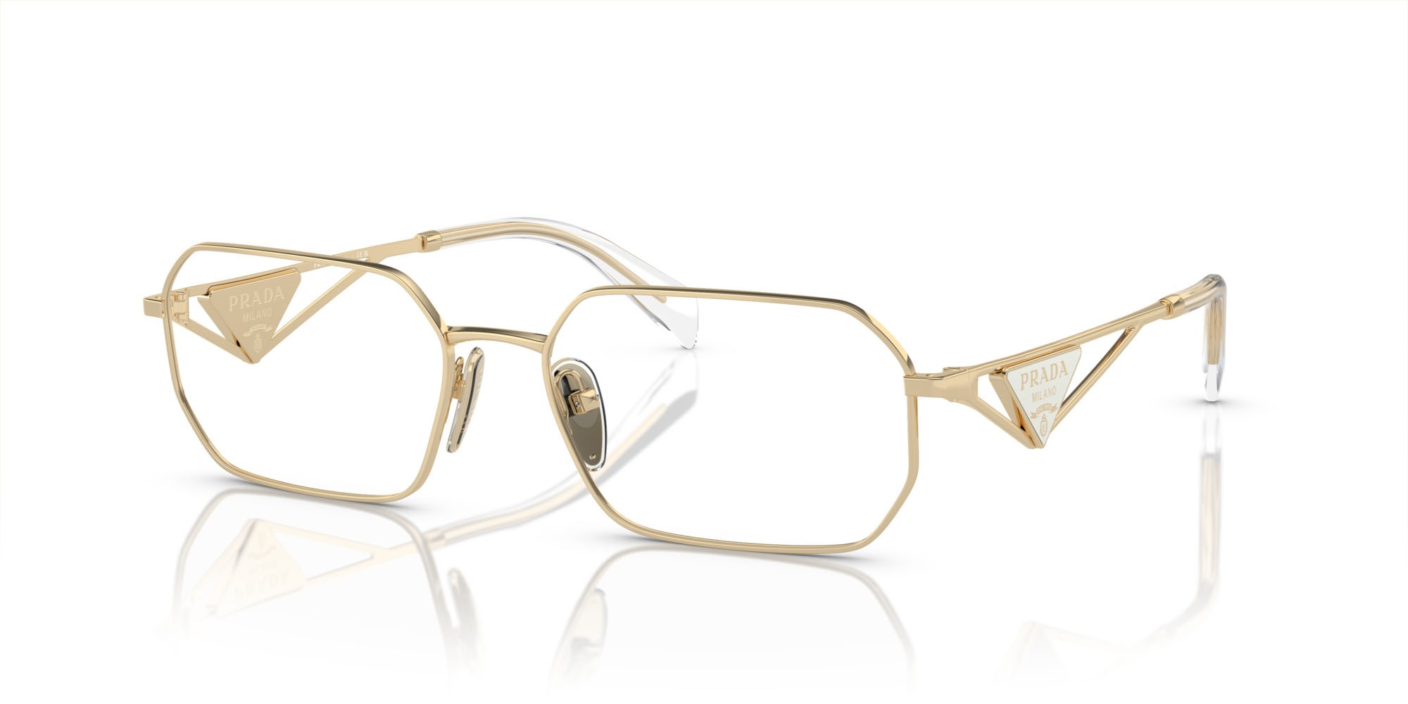 Eyeglasses Prada PR A53V (ZVN1O1) color oro pallido shape irregular lenses lente demo