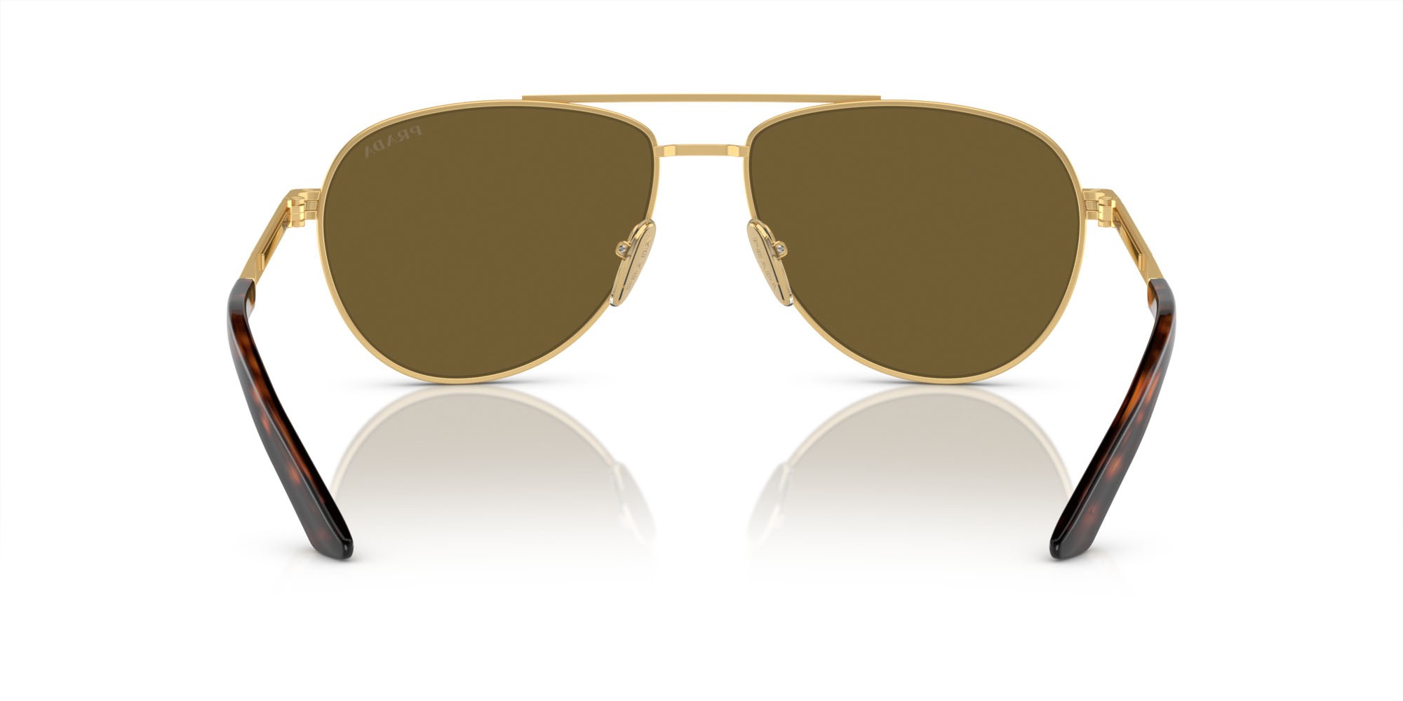 Sonnenbrillen Prada PR A54S (1BK01T) farbe oro opaco form aviator gläser marrone scuro