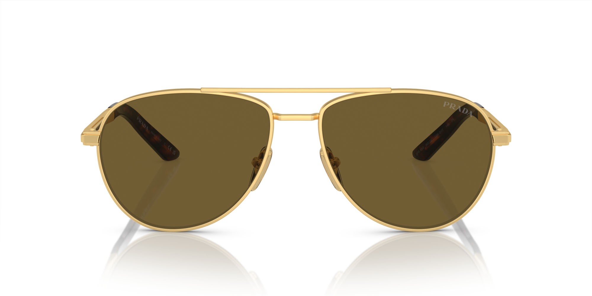Sonnenbrillen Prada PR A54S (1BK01T) farbe oro opaco form aviator gläser marrone scuro
