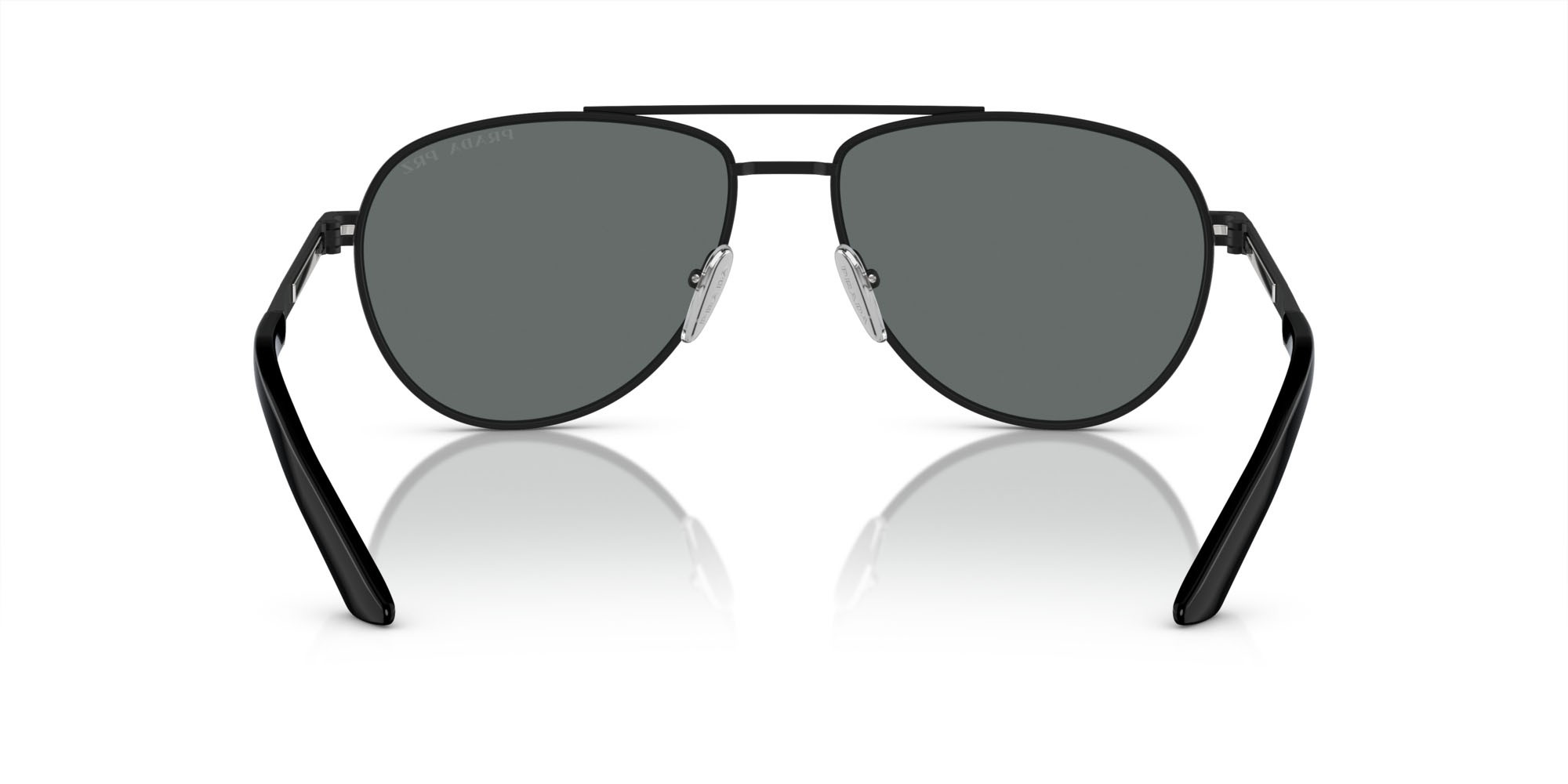 Occhiali da sole Prada PR A54S (1BO5Z1) colore nero opaco forma aviator lenti polar grigio scuro