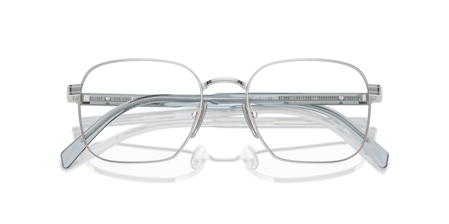 Eyeglasses Prada PR A55V (16T1O1) color argento shape rectangle lenses lente demo