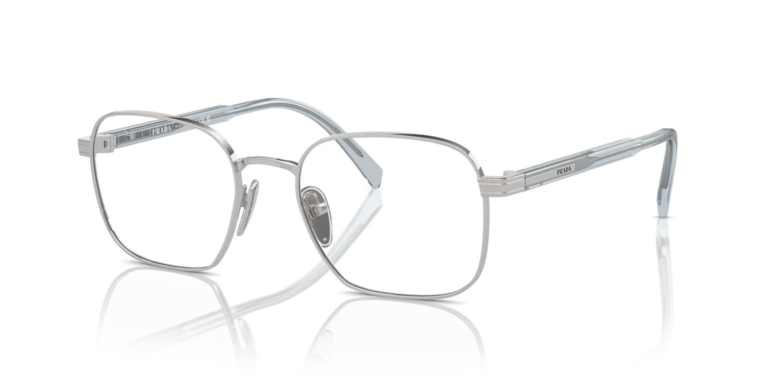 Eyeglasses Prada PR A55V (16T1O1) color argento shape rectangle lenses lente demo