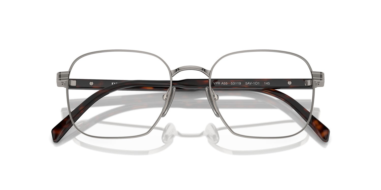 Eyeglasses Prada PR A55V (5AV1O1) color gunmetal shape rectangle lenses lente demo