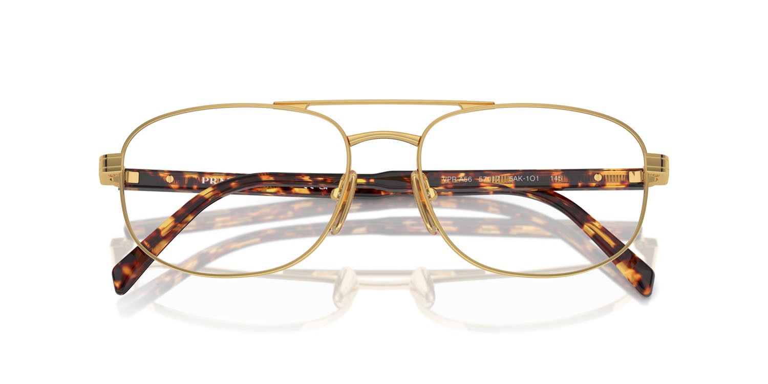 Eyeglasses Prada PR A56V (5AK1O1) color oro shape oval lenses lente demo